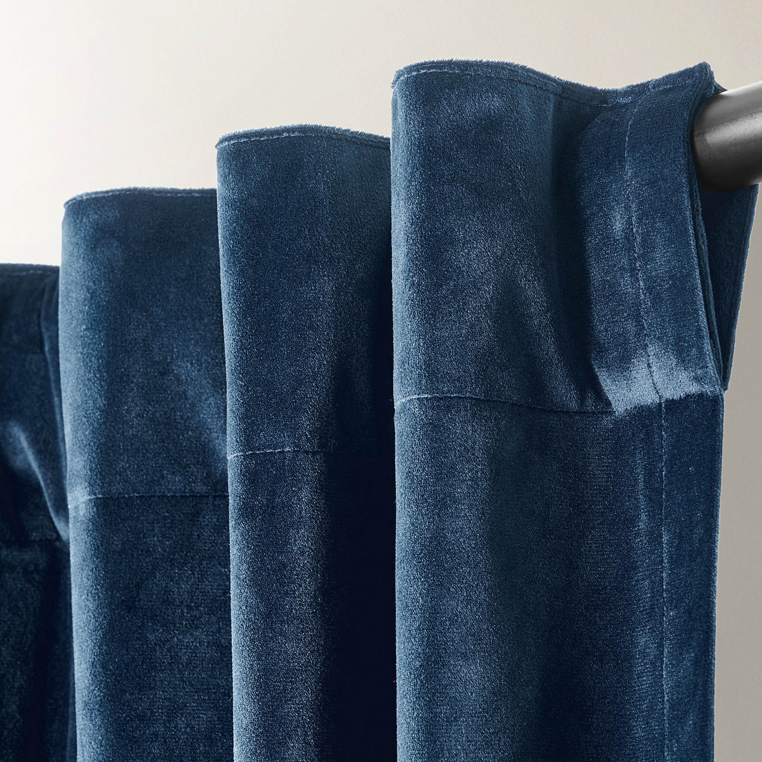 Adair Solid Velvet Curtain - Midnight Blue