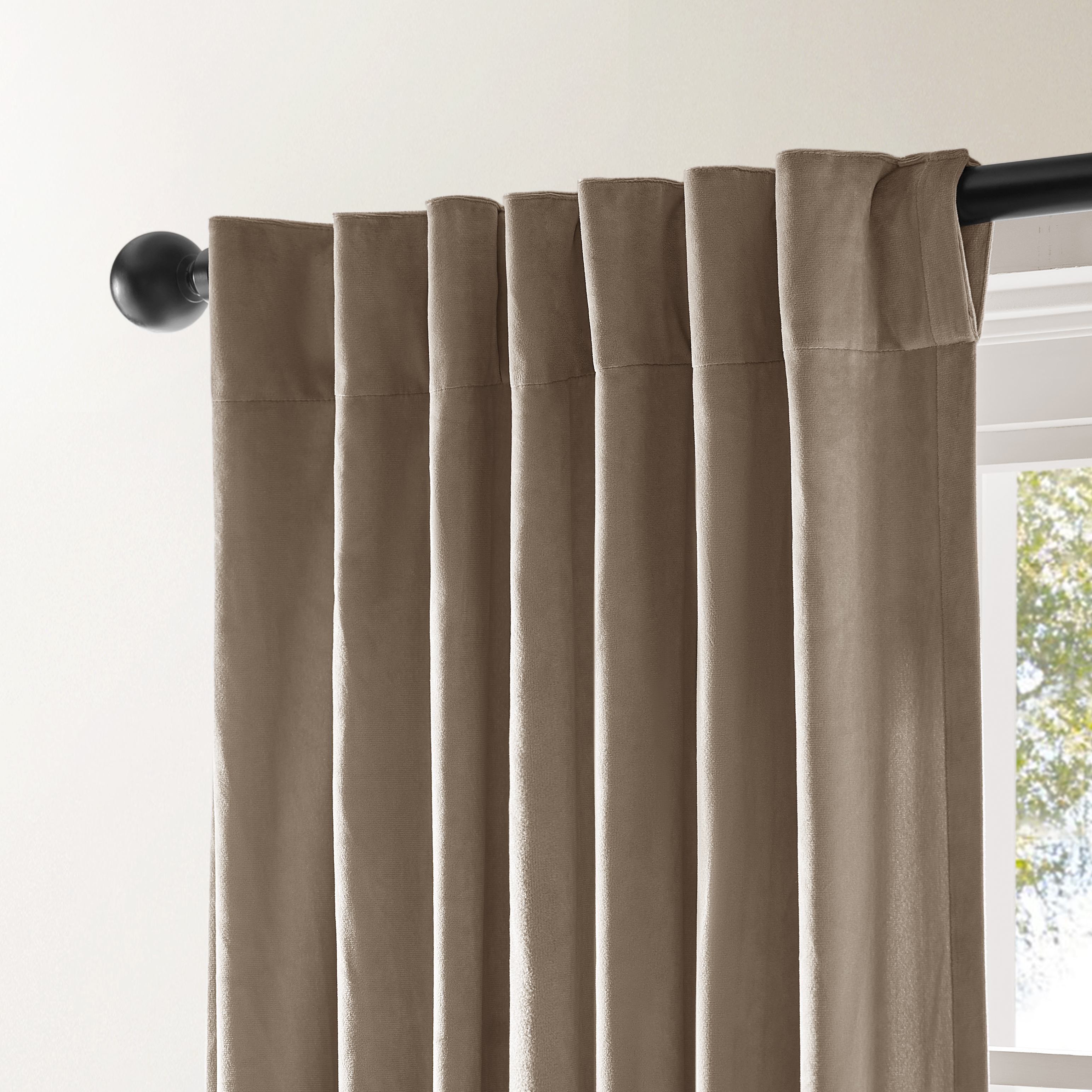 Adair Solid Velvet Curtain - Sand