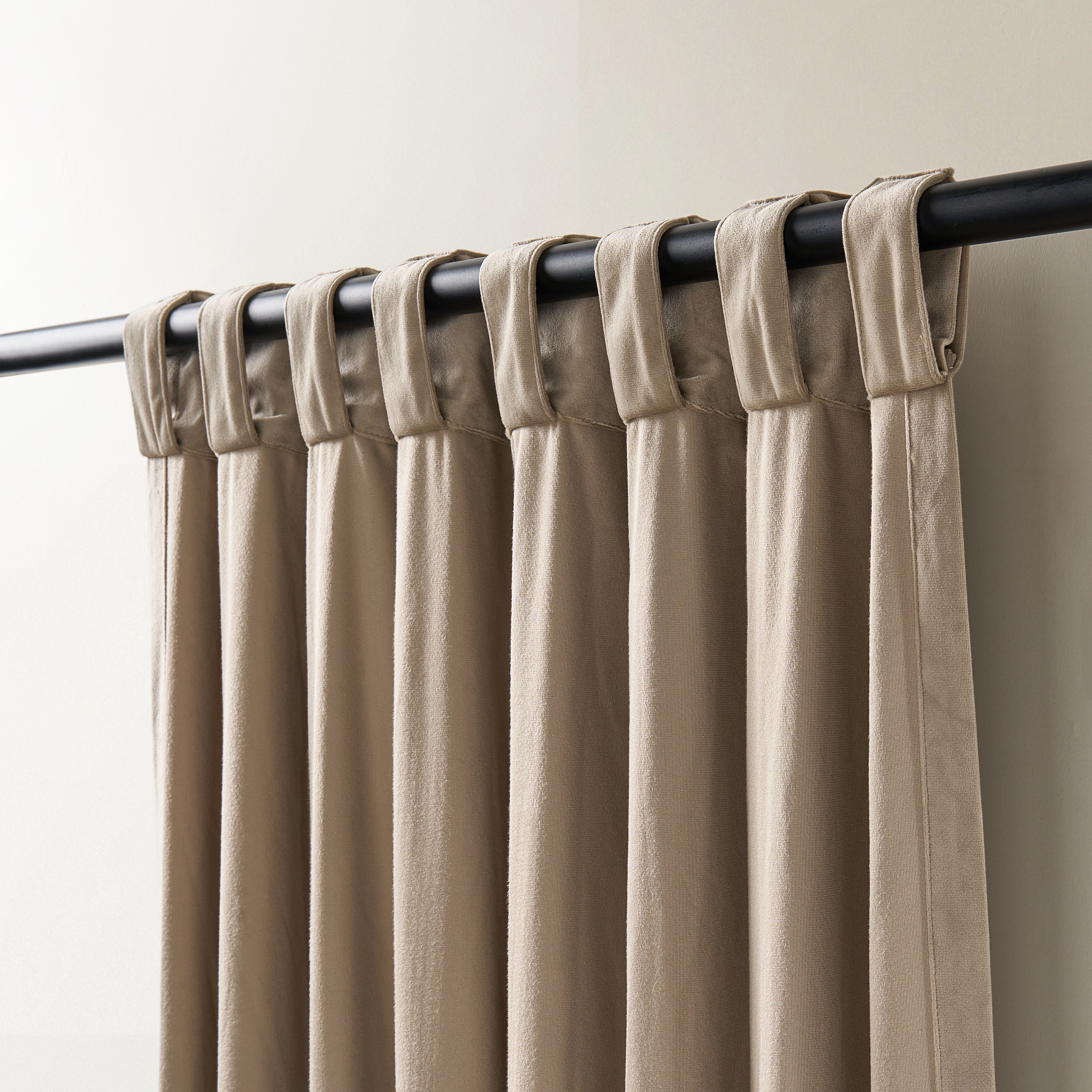Adair Solid Velvet Curtain - Sand