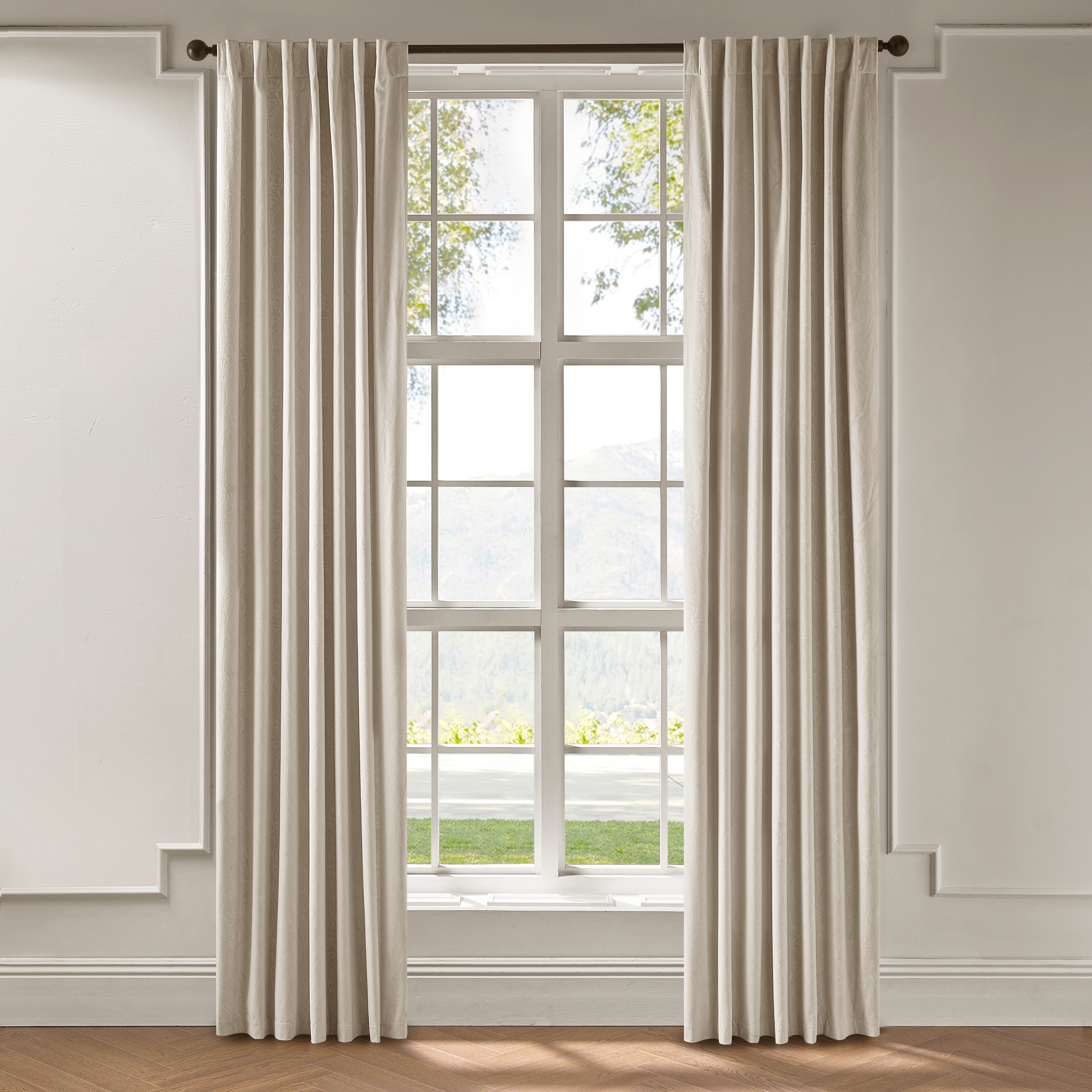 Mabel Velvet Swirl Curtain - Natural