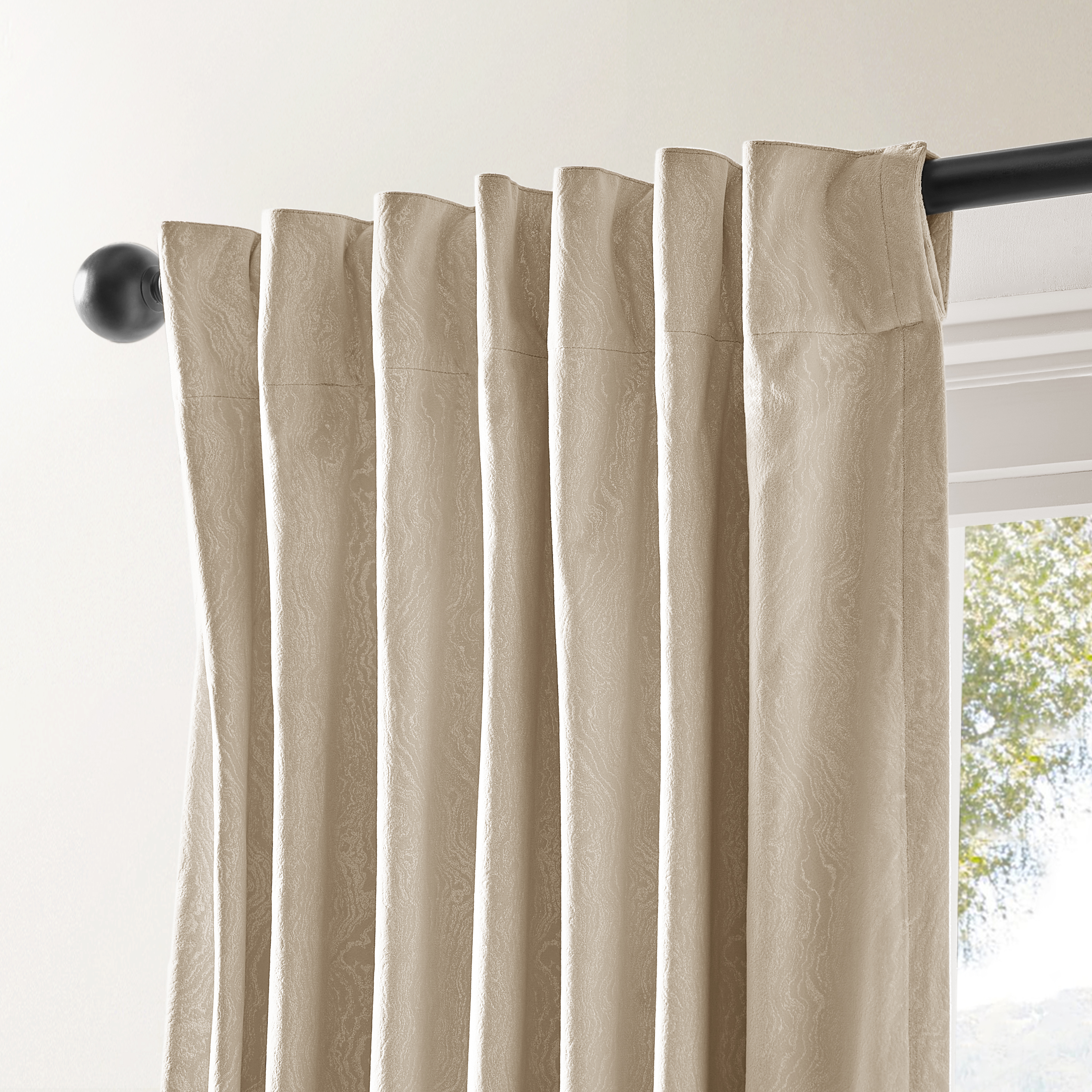Mabel Velvet Swirl Curtain - Natural