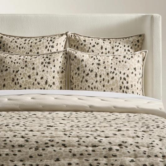 Nemera Reversible Velvet &amp; Leopard Quilt Set - Alabaster/Leopard