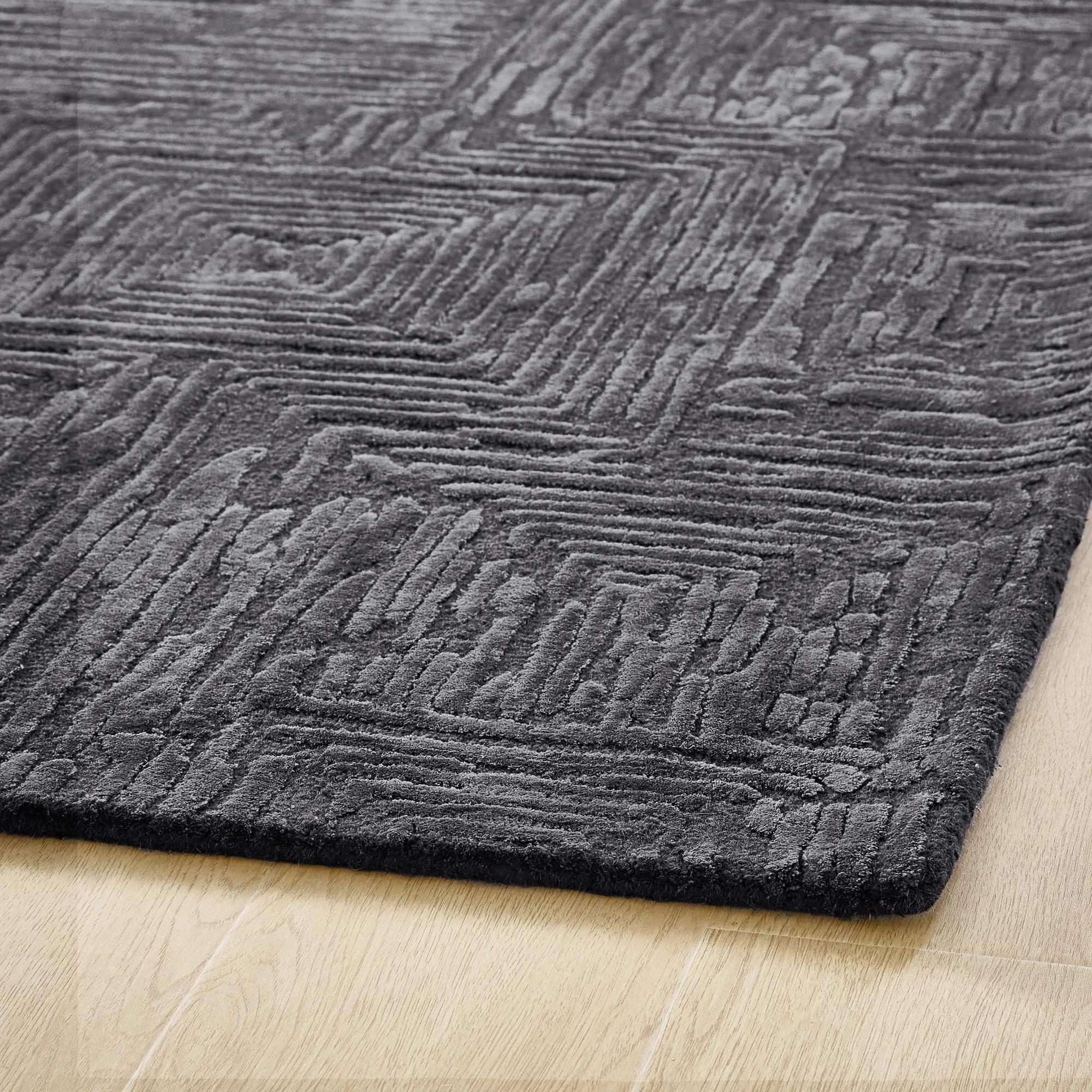 Andra Charcoal Hand-Tufted Wool Blend Dimensional Rug