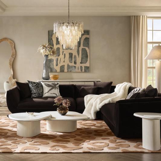 Curvia 3-Piece Dark Chocolate Velvet Sectional Sofa