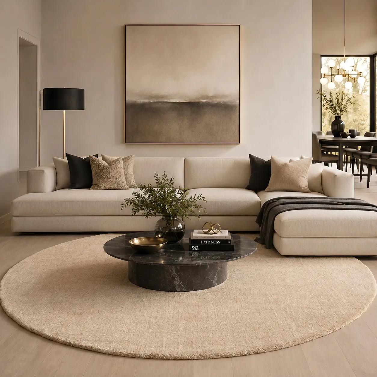 Juni Round Wool Rugs - Heathered Warm Beige