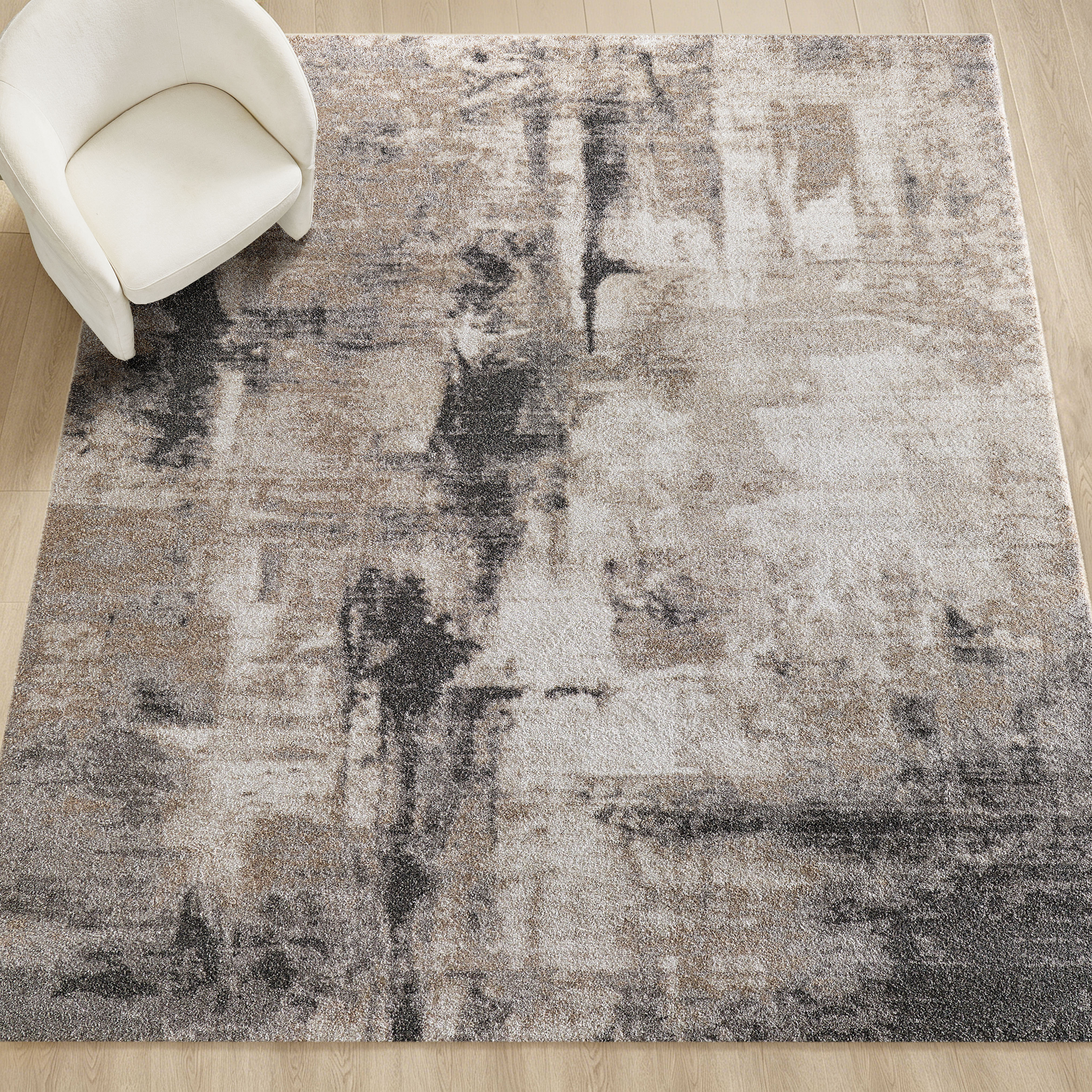 Atlas Abstract Rugs - Grey/Taupe/Ivory/Charcoal
