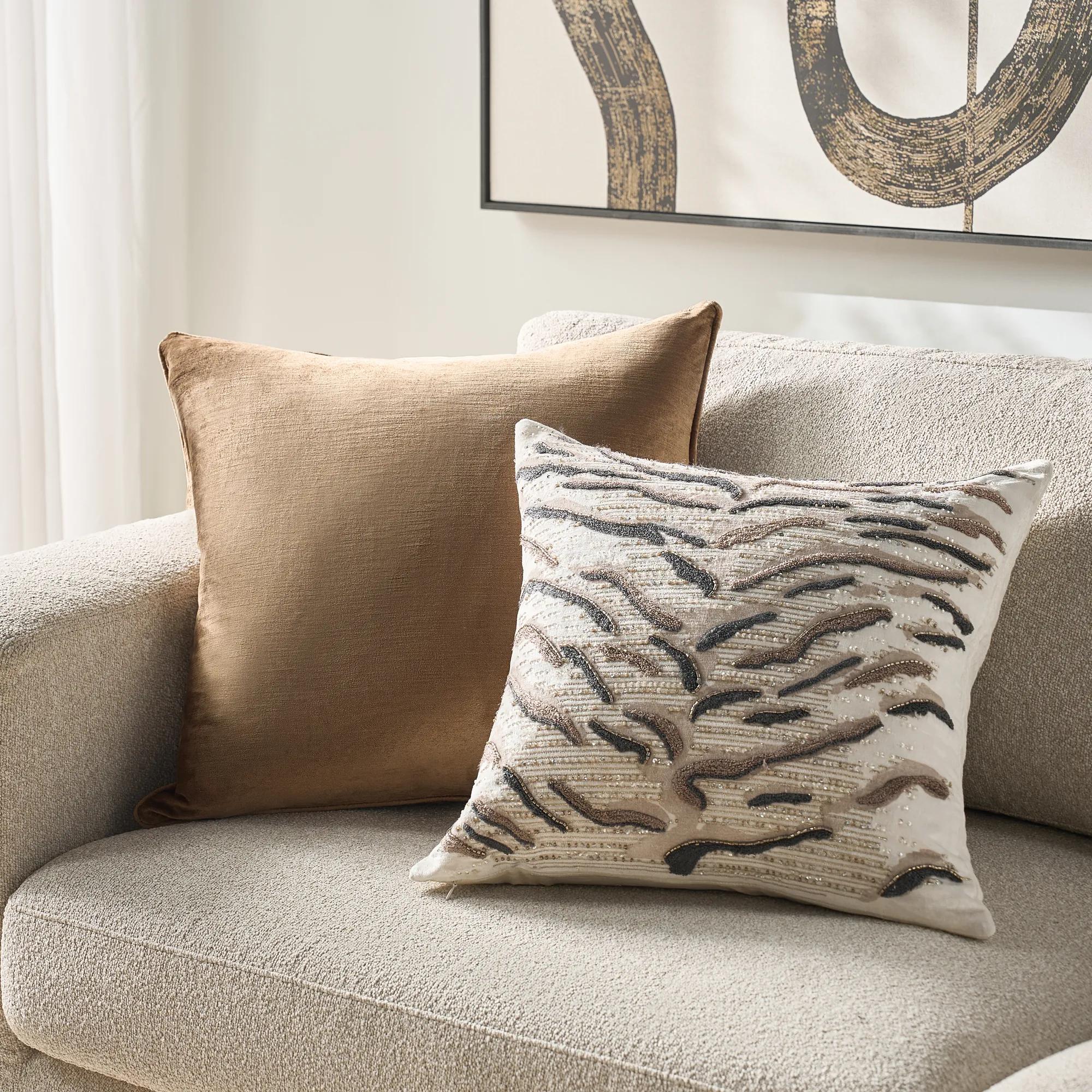 Roary Beaded Pillow 20" - Smoked Pearl