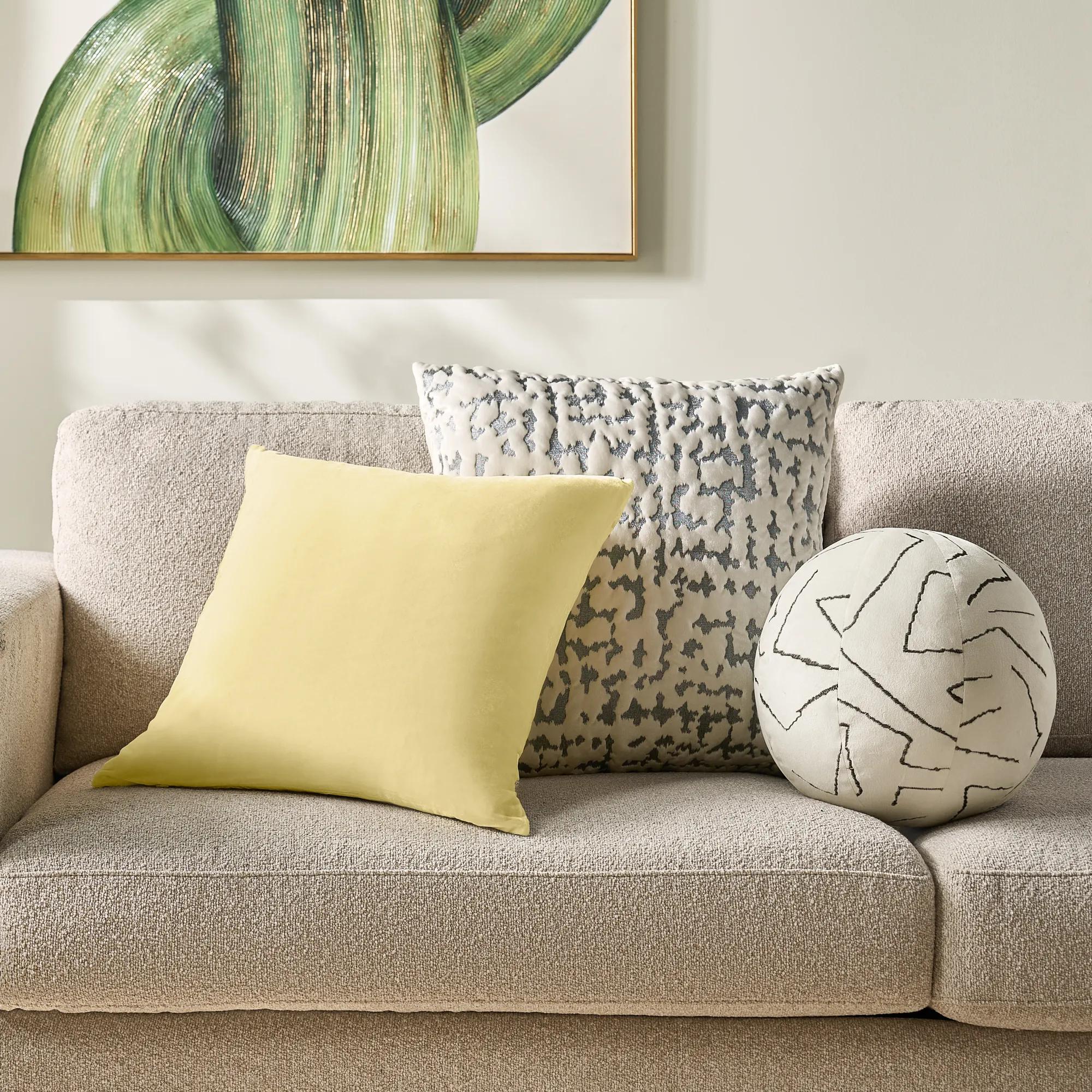 Delia Silky Velvet Pillow 20" - Citron Yellow