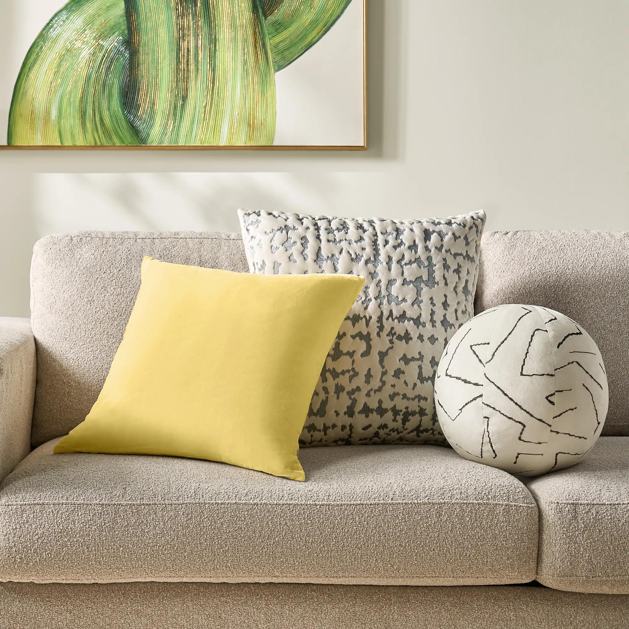 Bea Embroidered Velvet Ball Pillow 12" - White