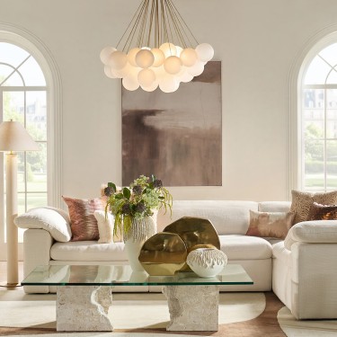 Sanela Frosted Glass Globe Chandelier 39.5"