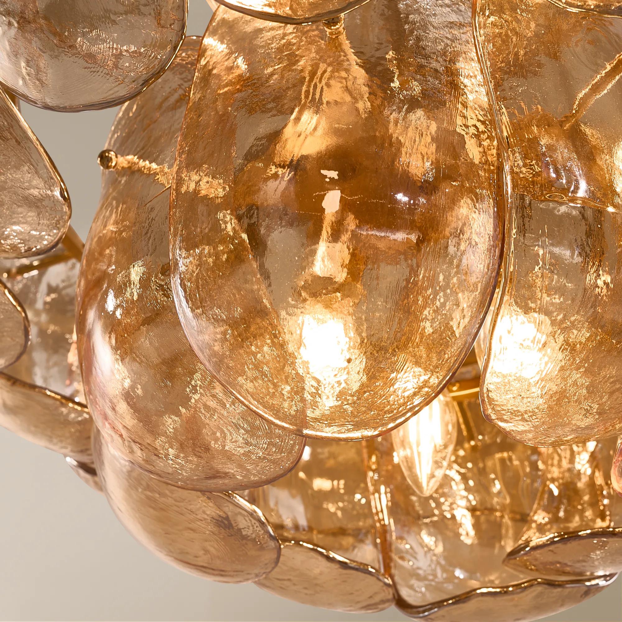 Ember Glow Amber Textured Glass Chandelier 24