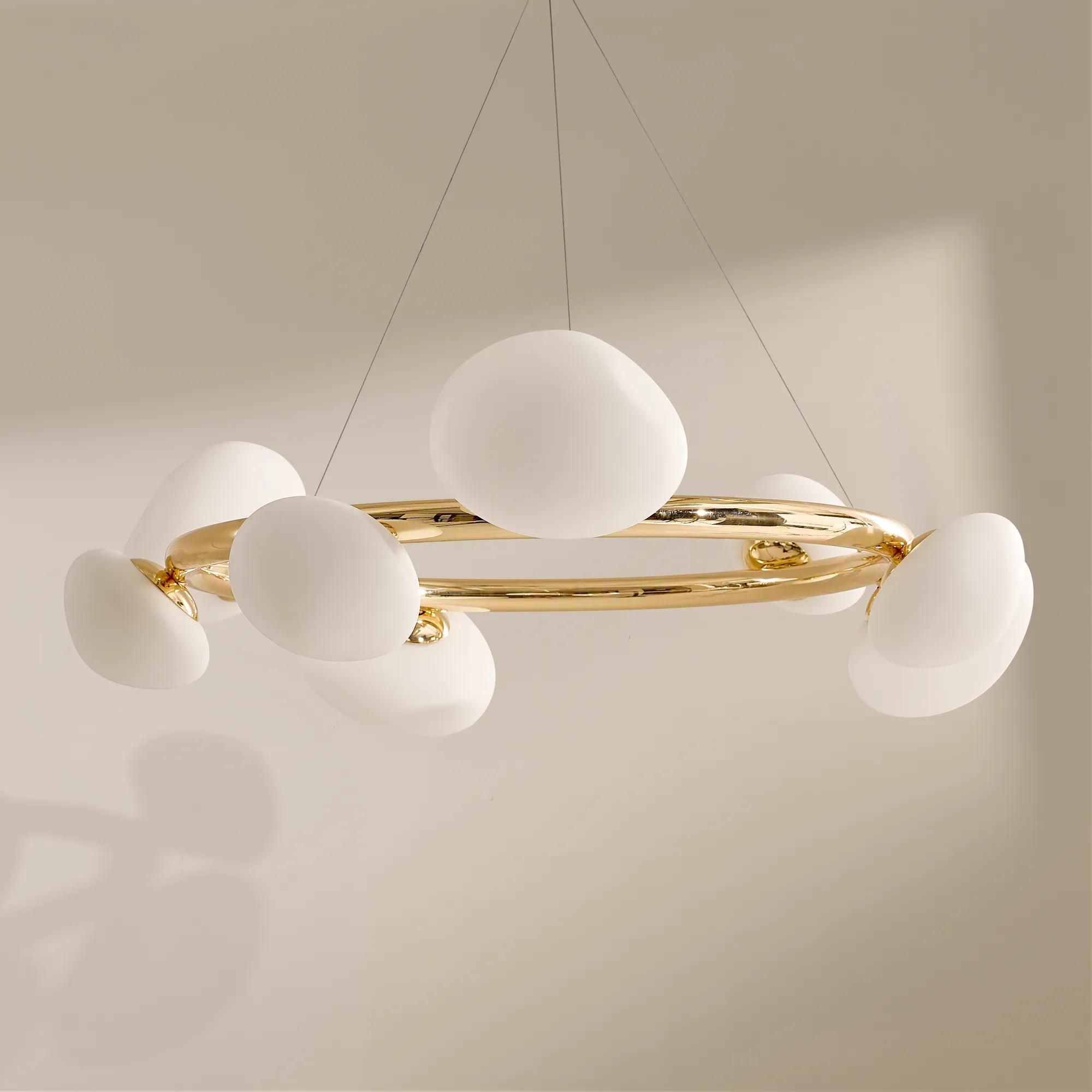 Radiante LED Globe Chandelier 36" - Polished Gold