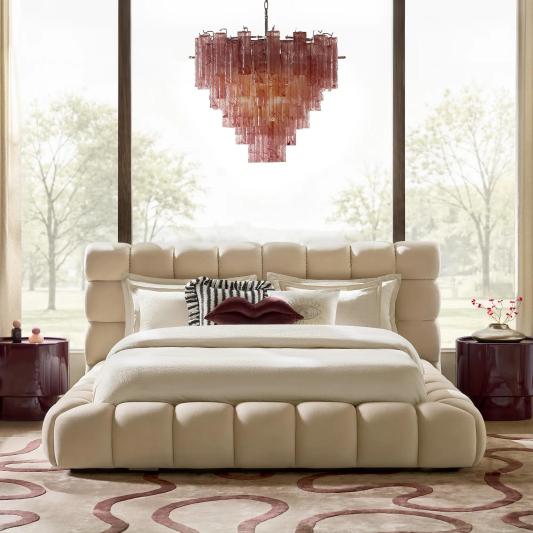 Paloma Tufted Oatmeal Velvet Upholstered King Platform Bed