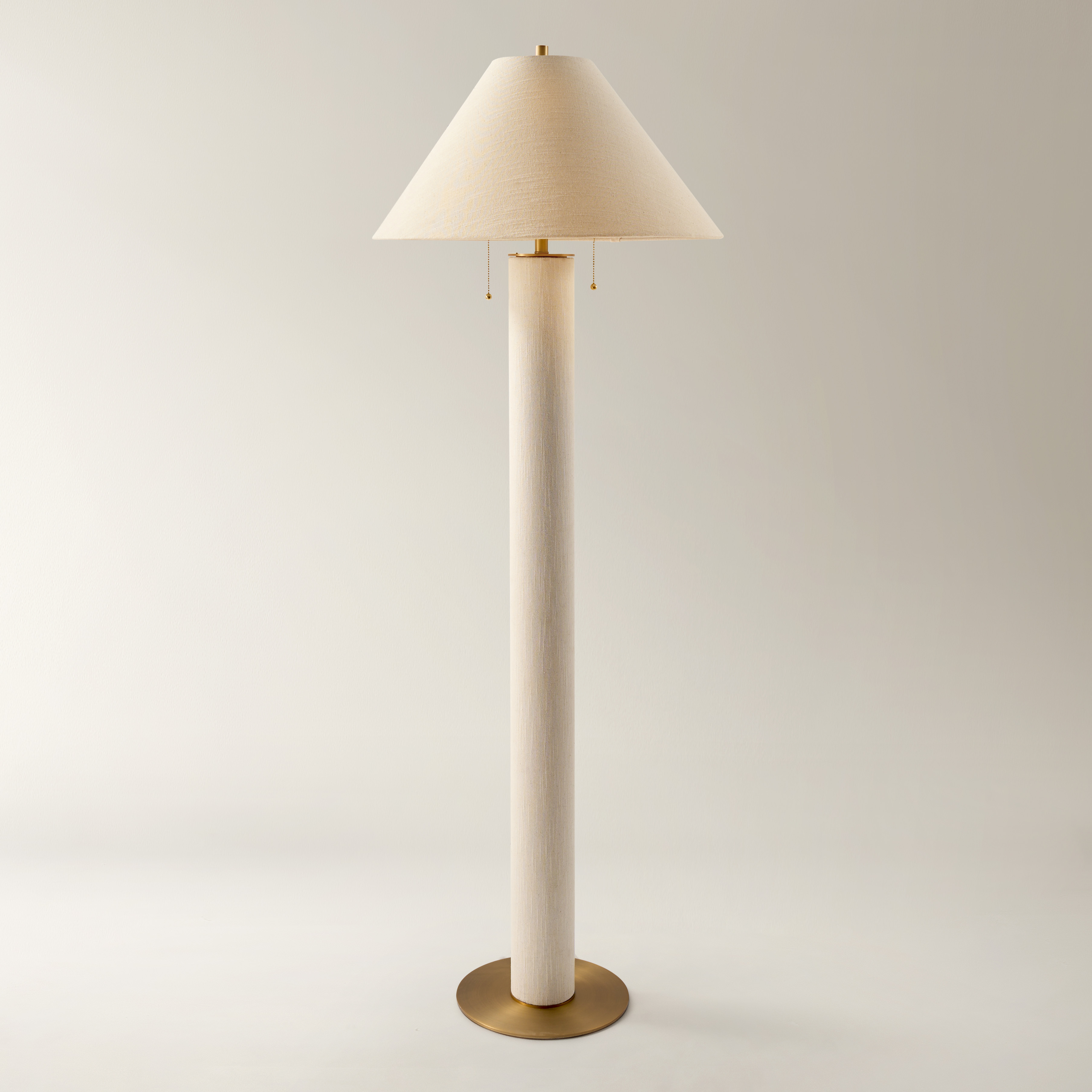 Della Linen & Brass Floor Lamp