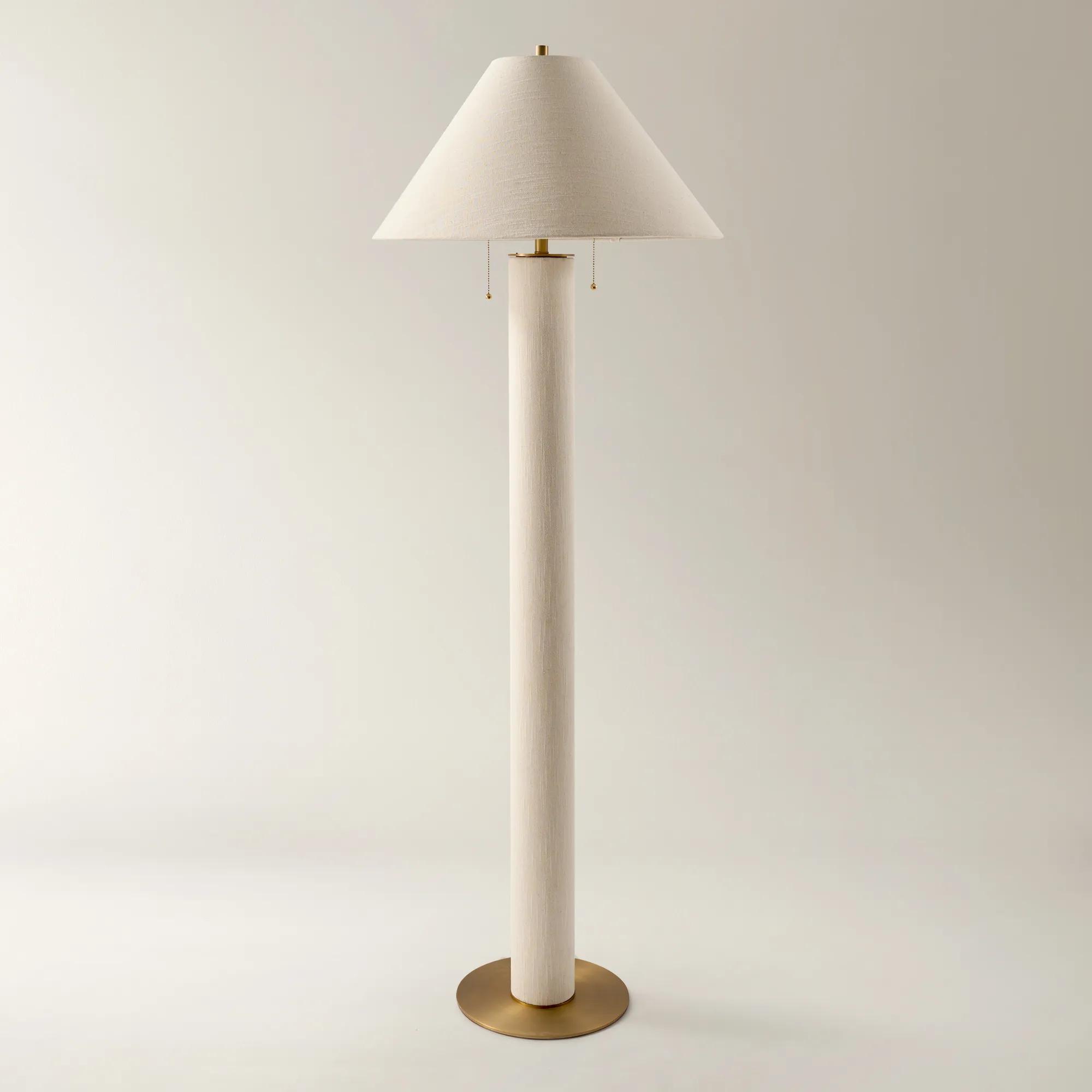 Della Linen & Brass Floor Lamp
