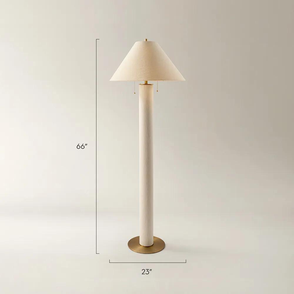 Della Linen & Brass Floor Lamp