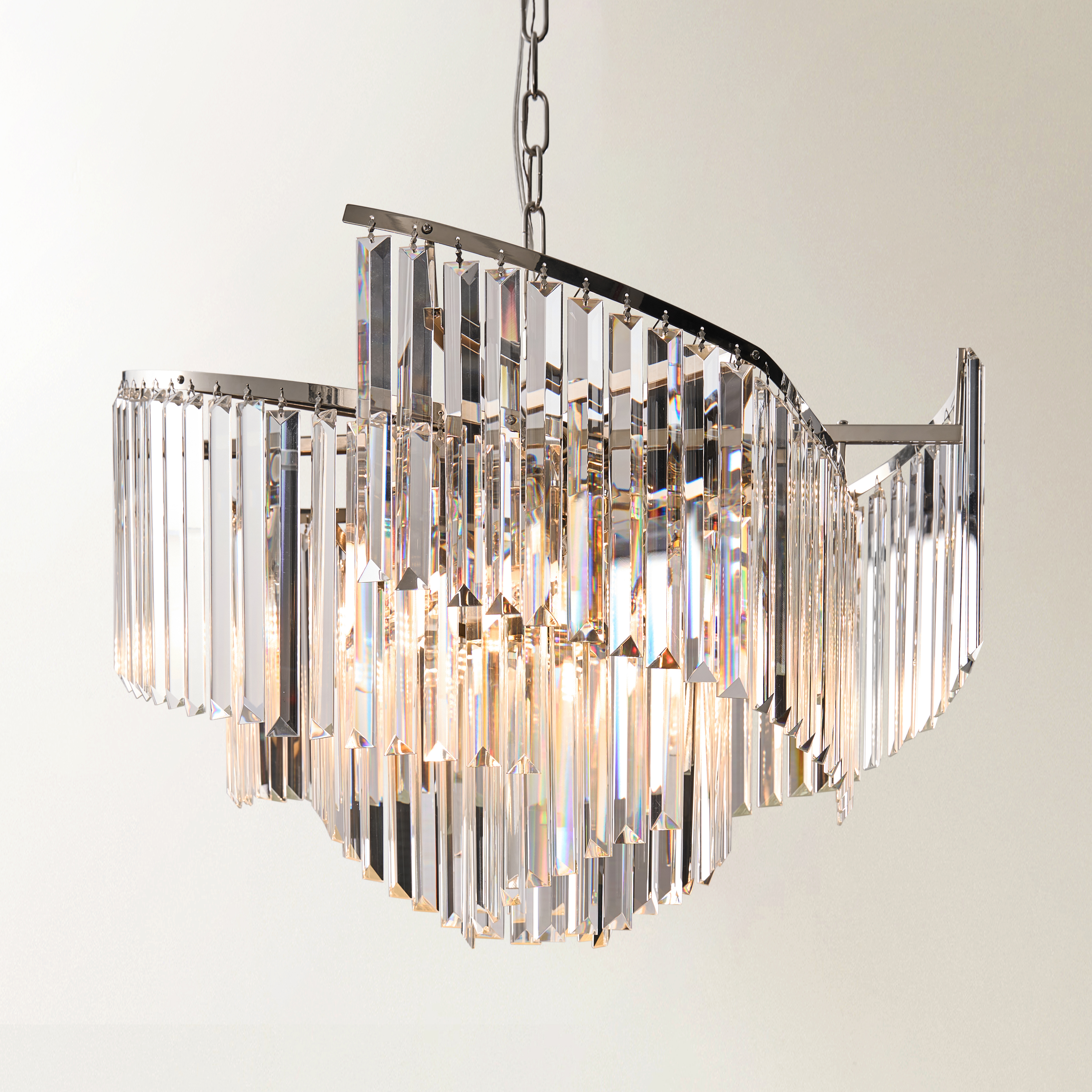 Luxe Spiral Chandelier - Nickel/Clear