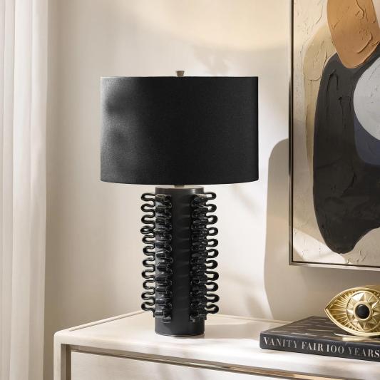 Anello Ceramic Ruffle Table Lamp 27" - Black
