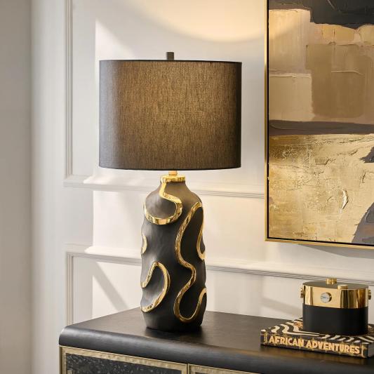 Seraphina Ceramic Table Lamp 32" - Black/Gold