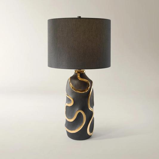 Seraphina Ceramic Table Lamp 32" - Black/Gold