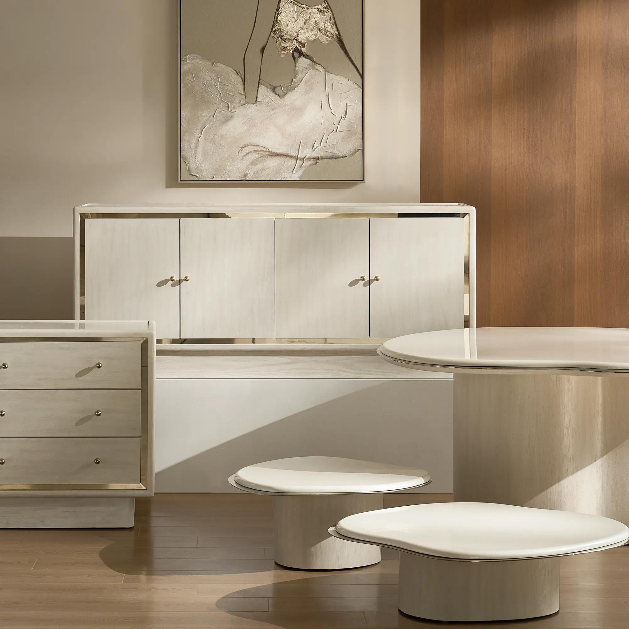 Lumina Bleached Oak Buffet With Pearl Lacquered Top (72")
