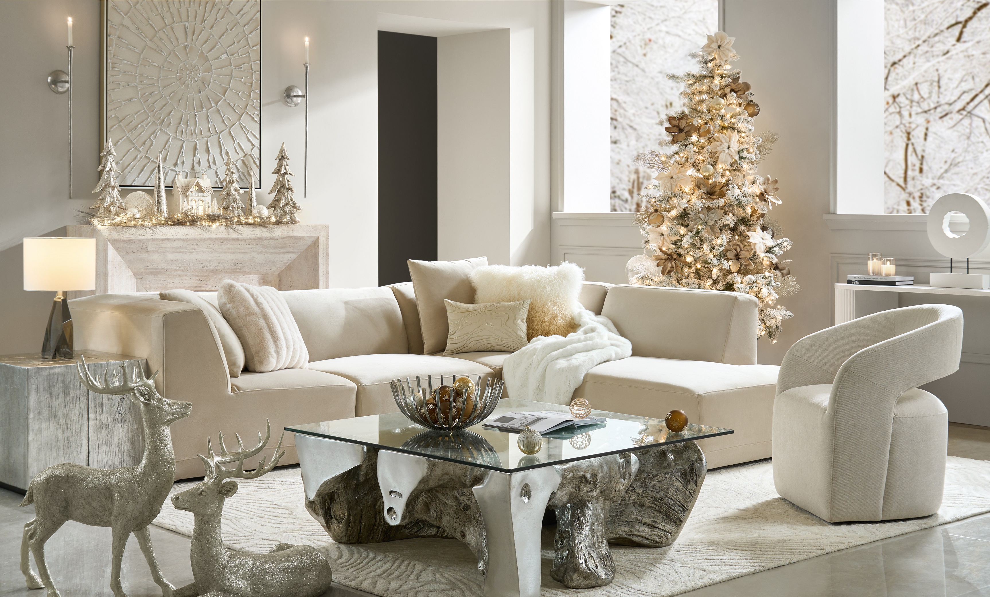 Pre-Lit Spruce Flock Tree 7'5"