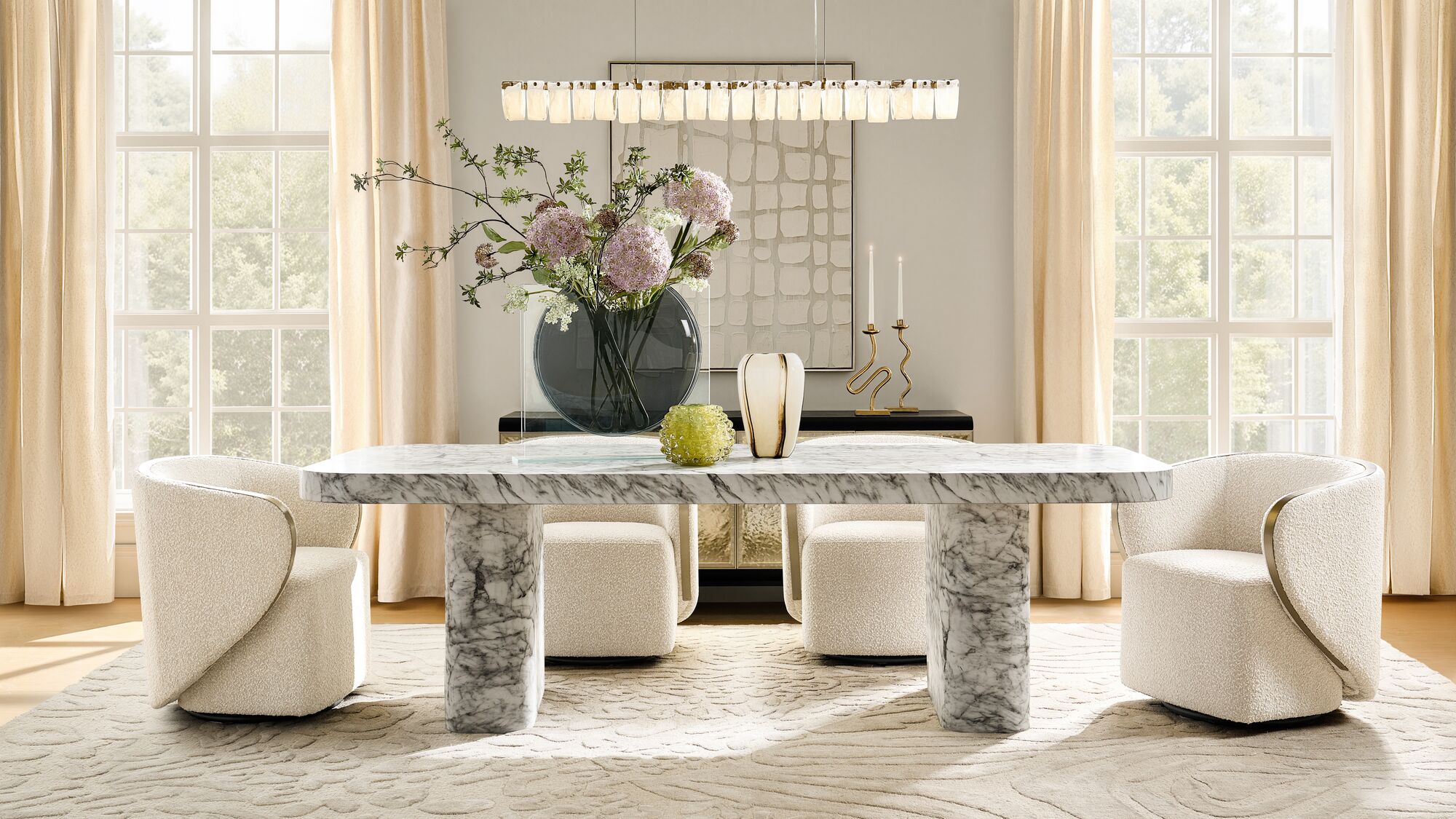 Crisp stone, creamy texture, and candlelit details strike the perfect balance of edge and ease.