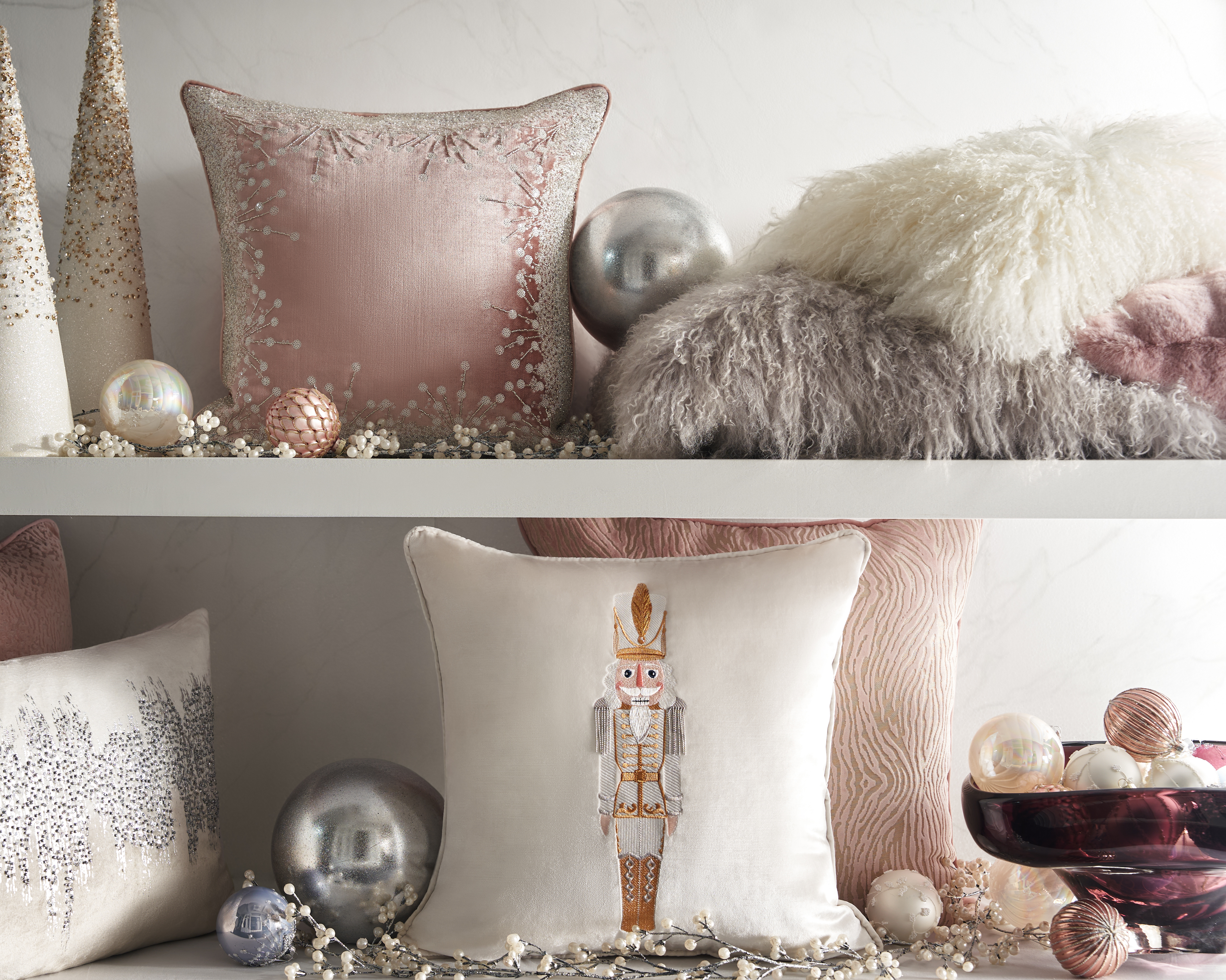 Nutcracker Holiday Pillow  20" - Pearl