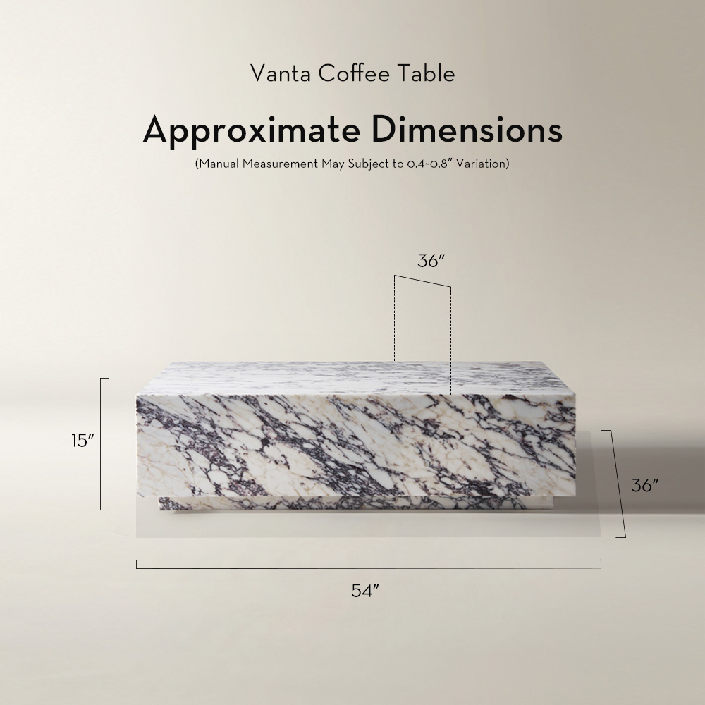 Vanta Rectangular Viola Calacatta Marble Coffee Table (54