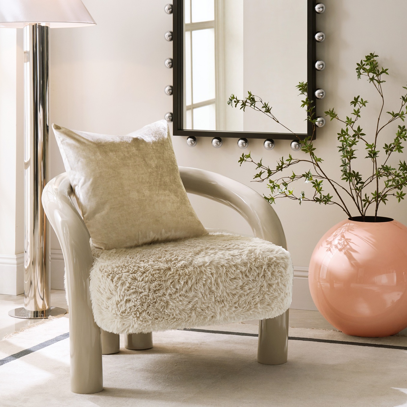 Nia Lacquer Accent Chair - Turtle Dove