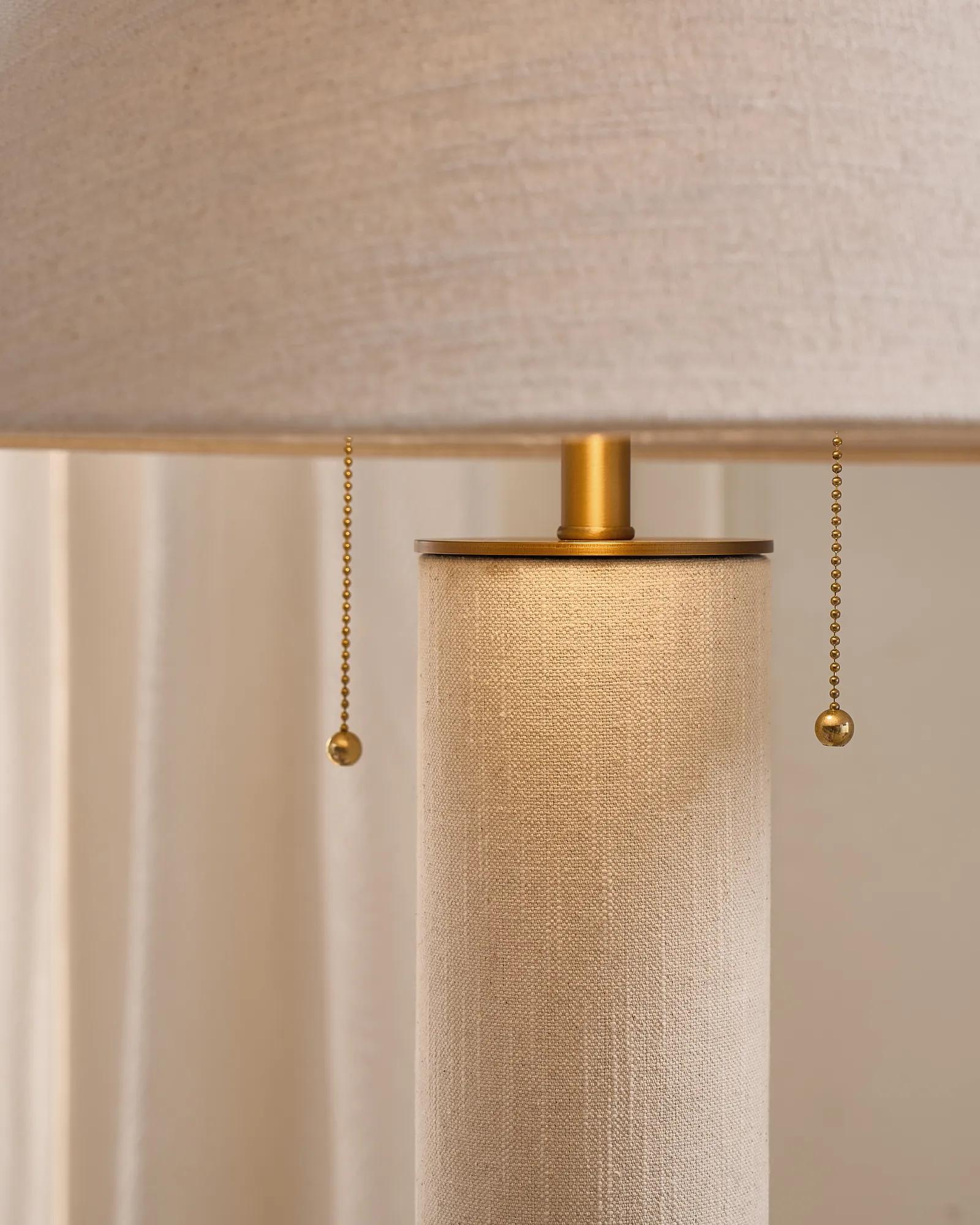 Della Linen & Brass Floor Lamp