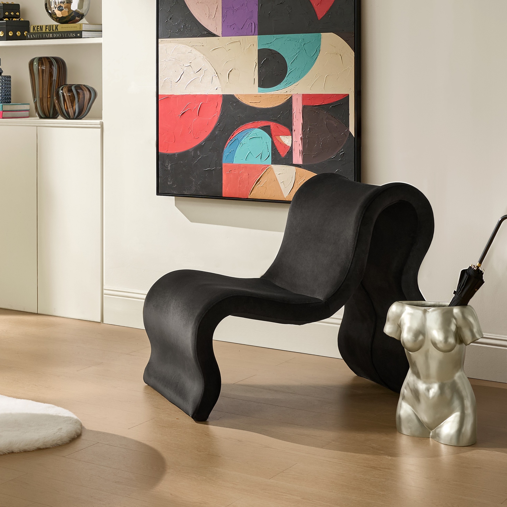 Romy Velvet Accent Chair - Charcoal