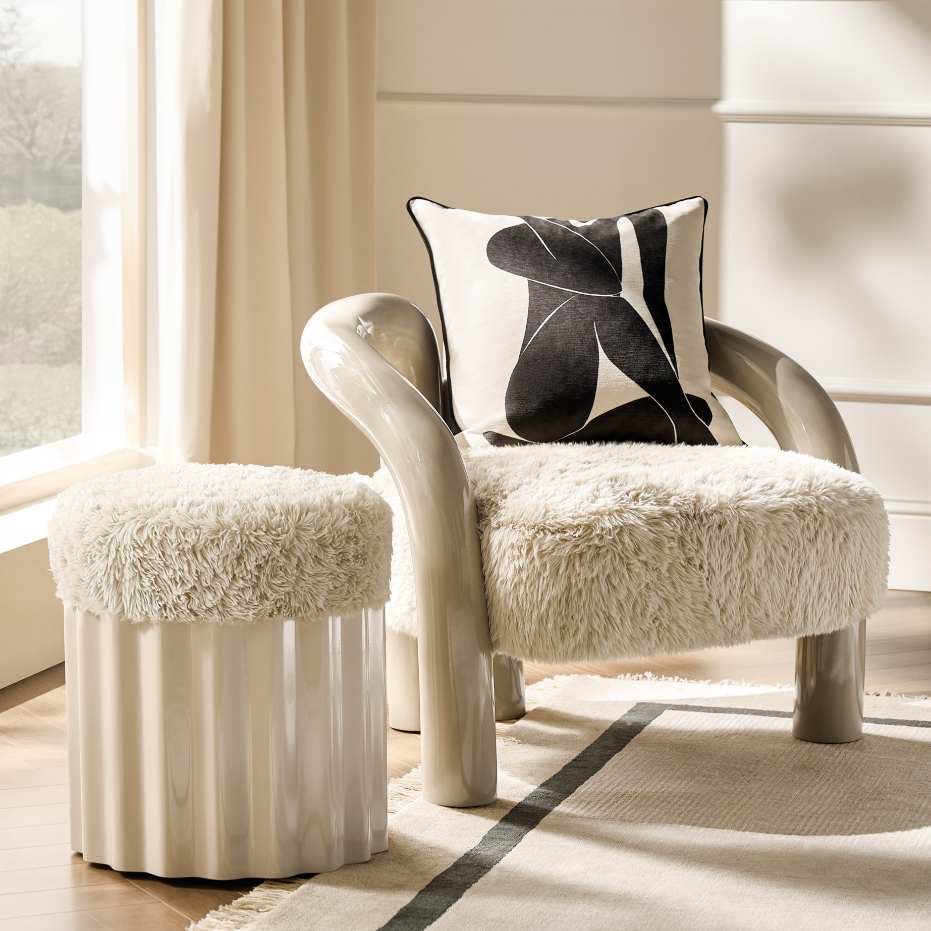 Nia Lacquer Accent Chair - Turtle Dove