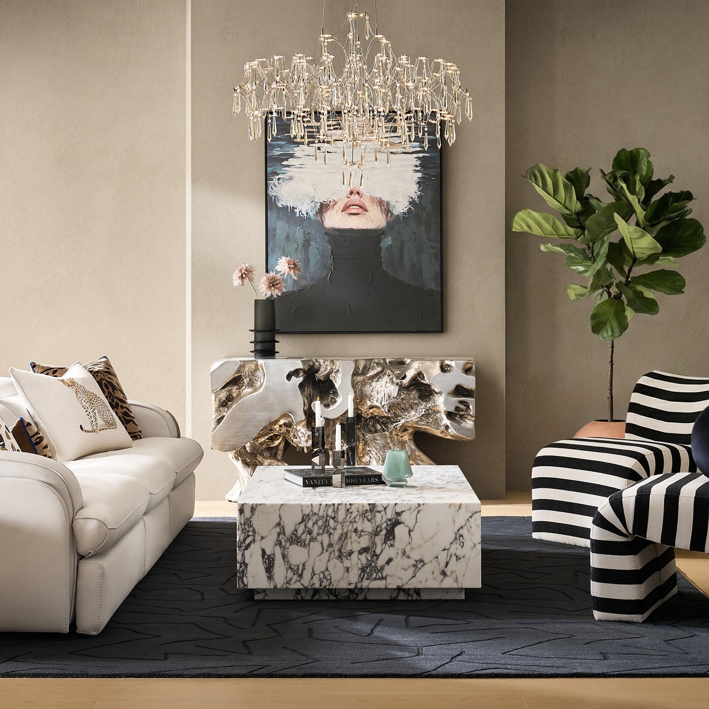 Moderne Grande LED Crystal Chandelier