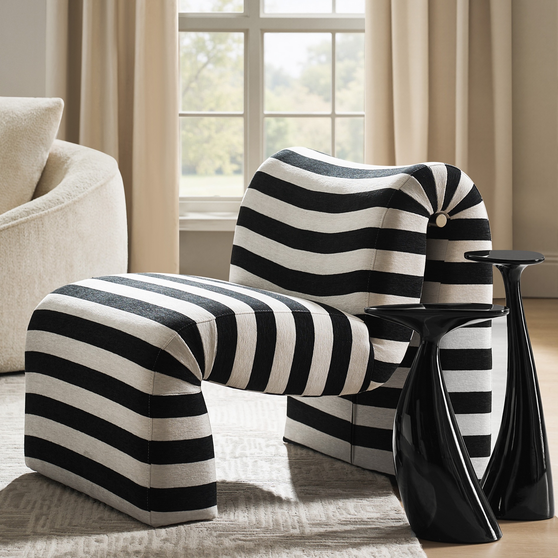 Thalia Side Table Set of 2 (8"-12.5") - Glossy Black