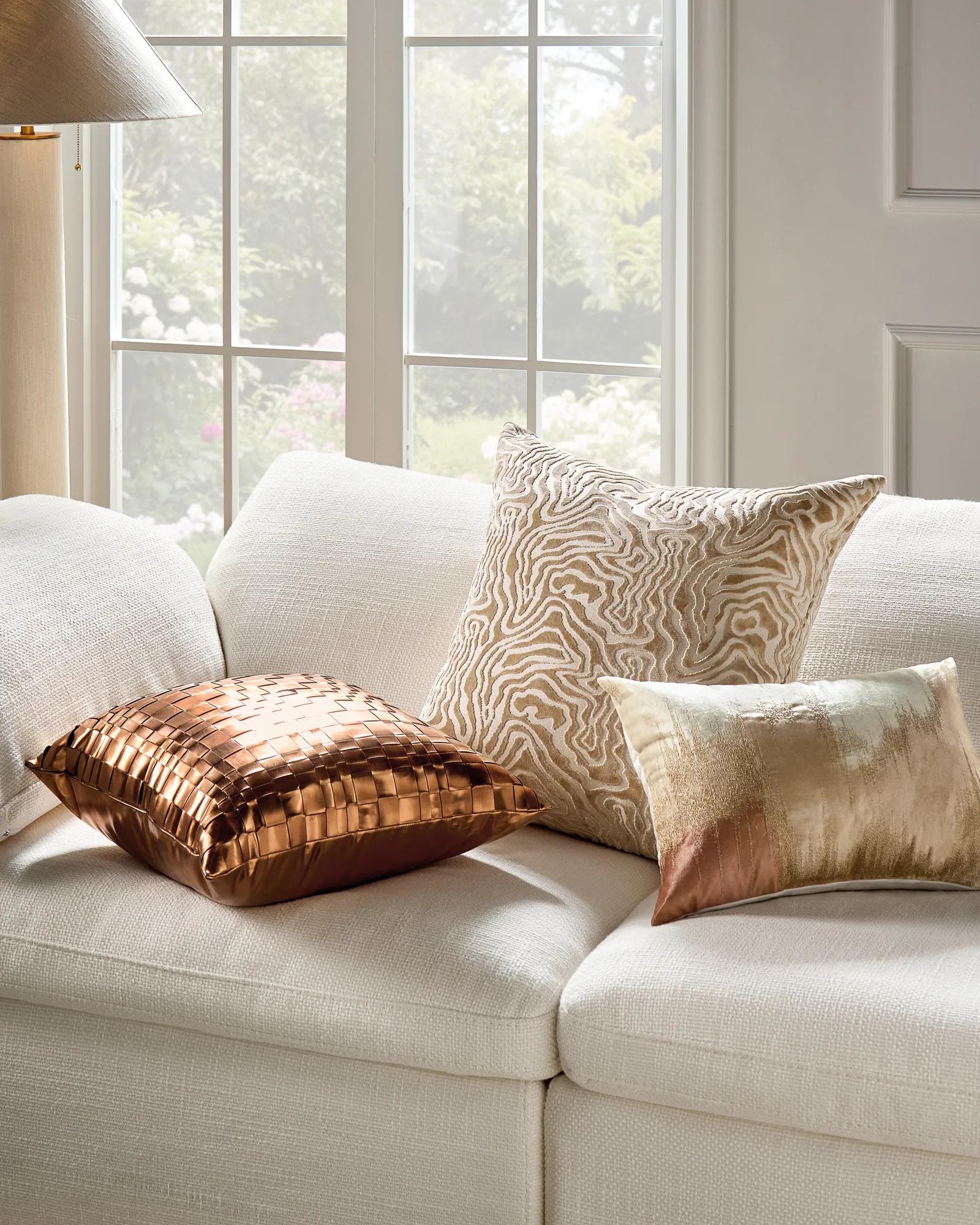 Wren Metallic Woven Pillow 20" - Bronzed Copper