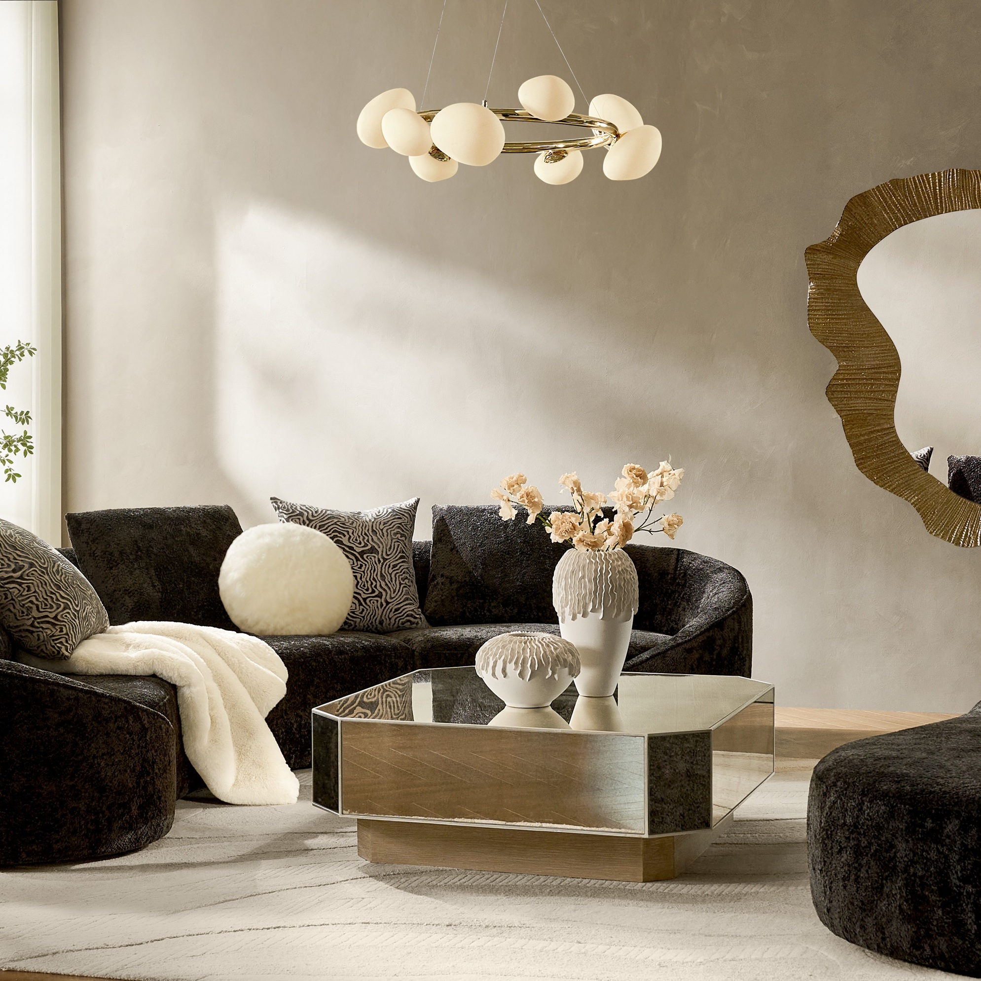 Radiante LED Globe Chandelier - Polished Gold