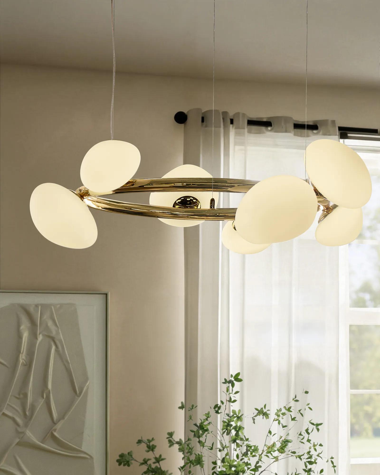 Radiante LED Globe Chandelier 36" - Polished Gold