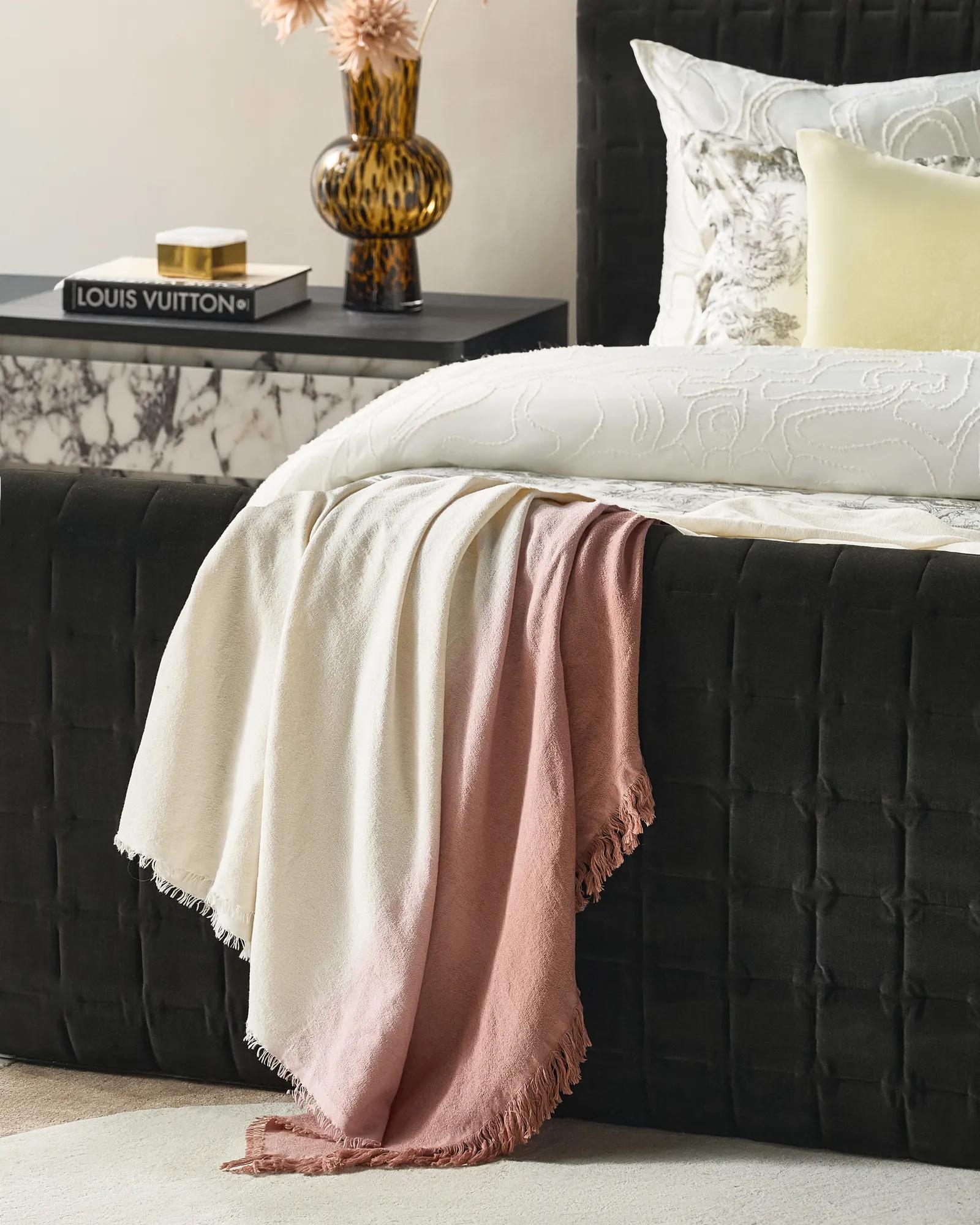 Mira Cotton Dip Dyed Throw 50" x 60" - Mocha Rose