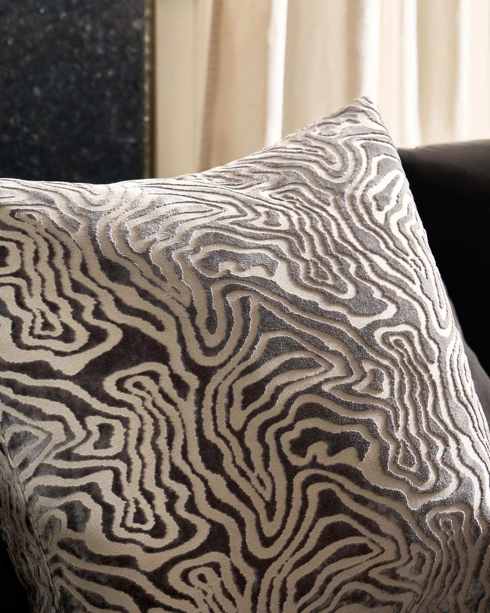 Echo Cut Velvet Pillow 24" - Smoked Pearl