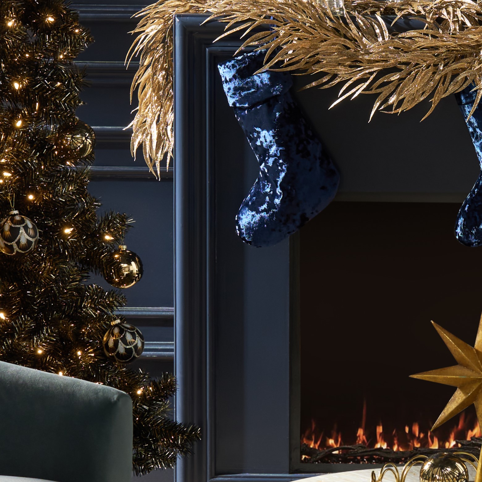 Crushed Velvet Stocking - Sapphire