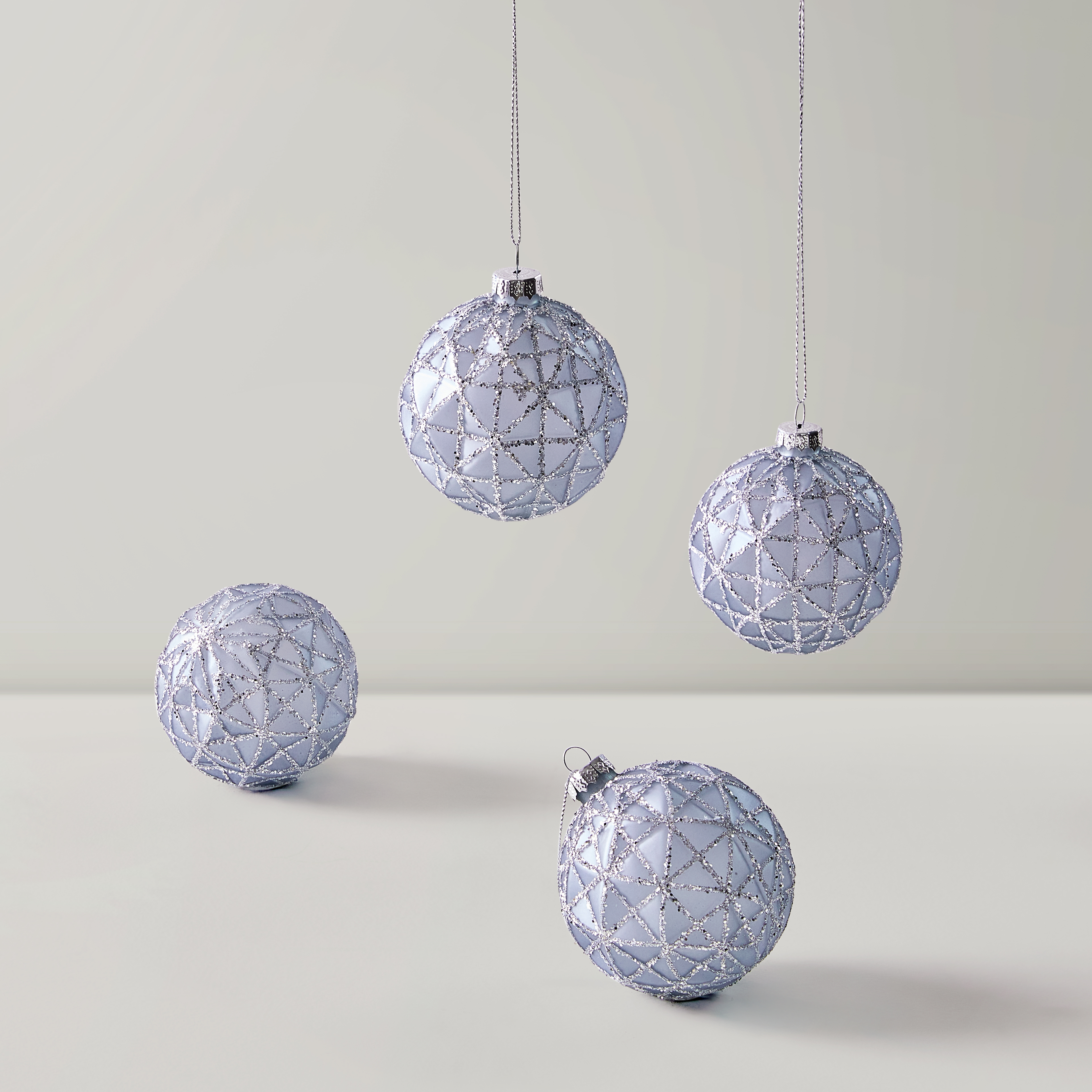Geometric Glitter Ornament - Set of 4
