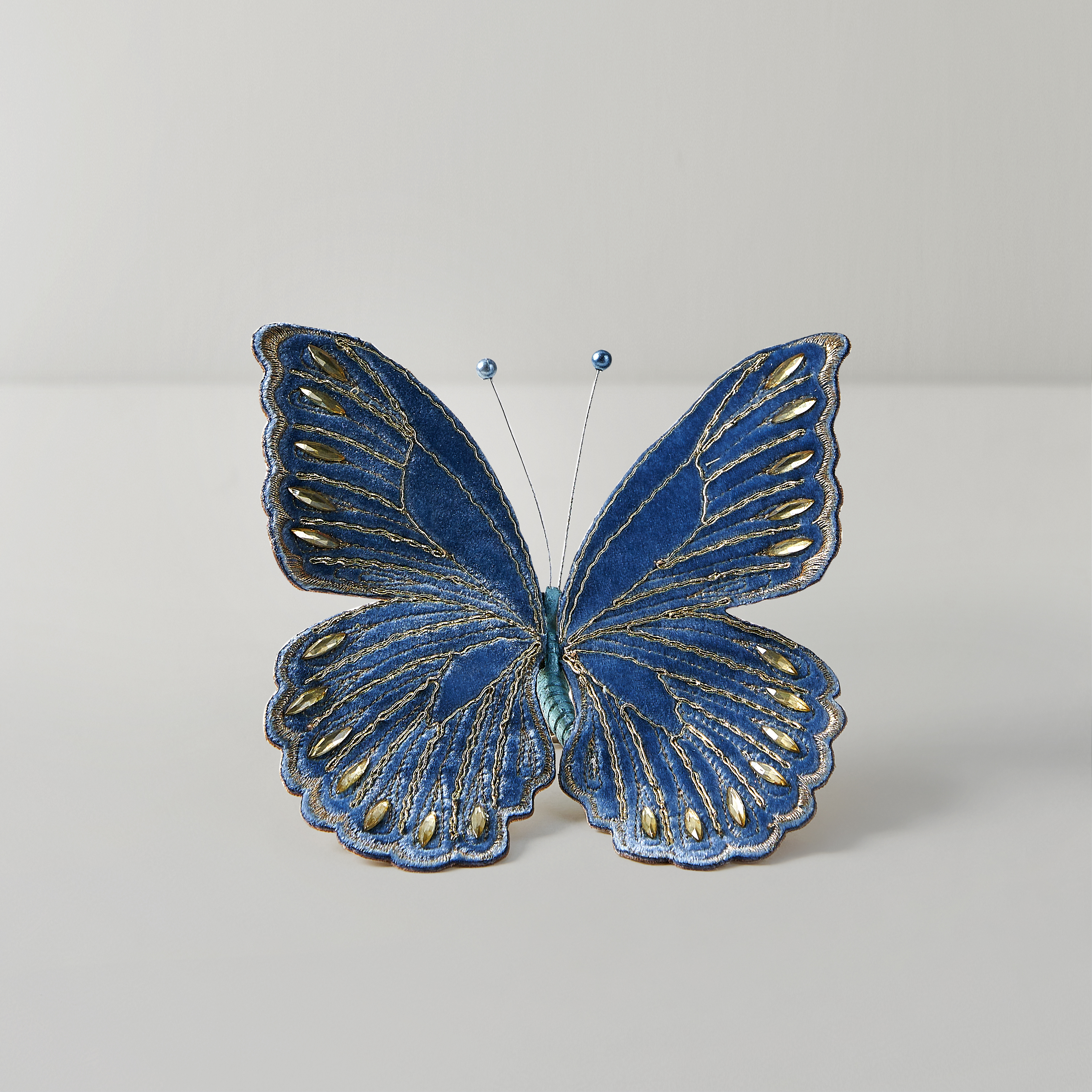 Jeweled Butterfly Clip Blue - Set of 3