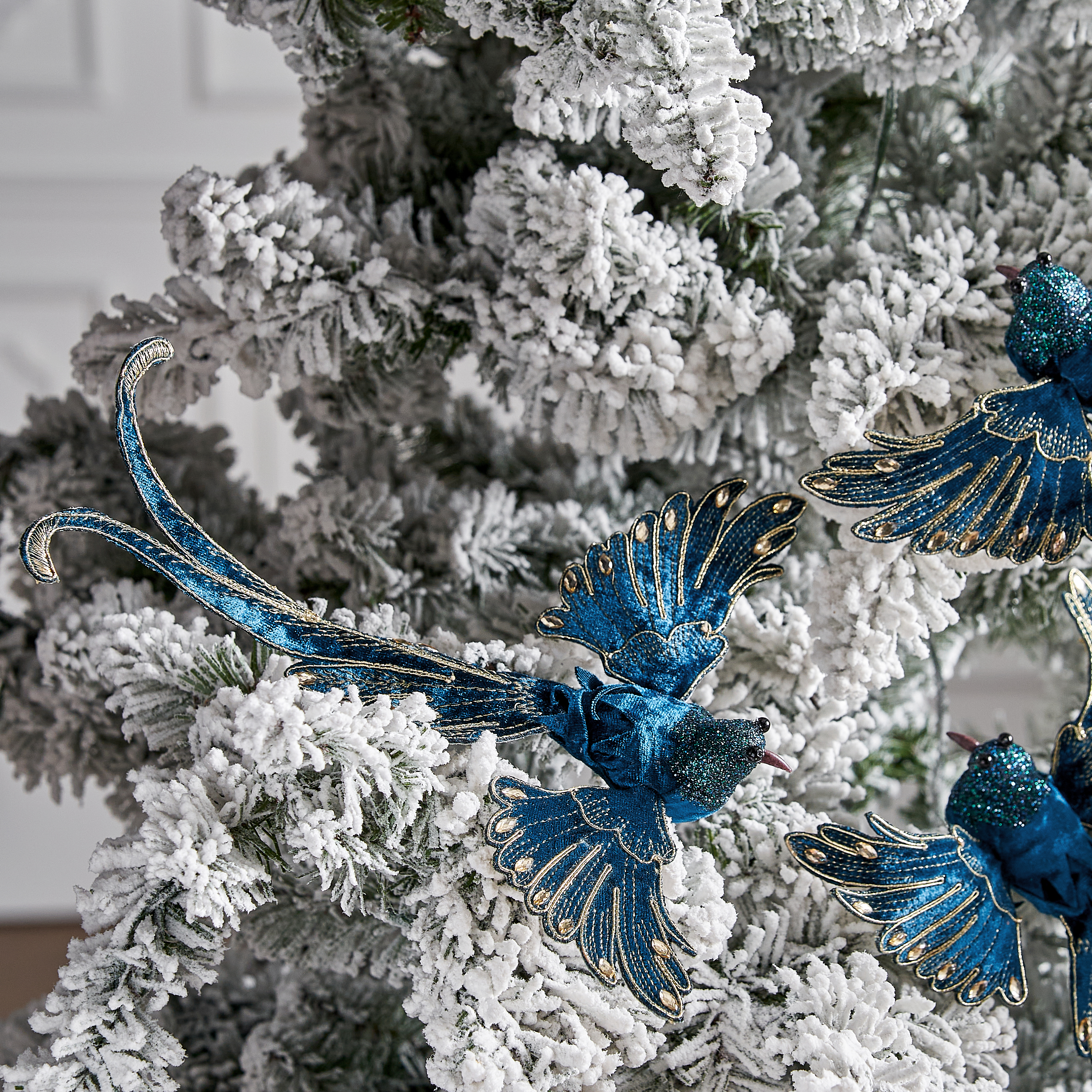 Glittered Bird Tree Pick - Set of 3