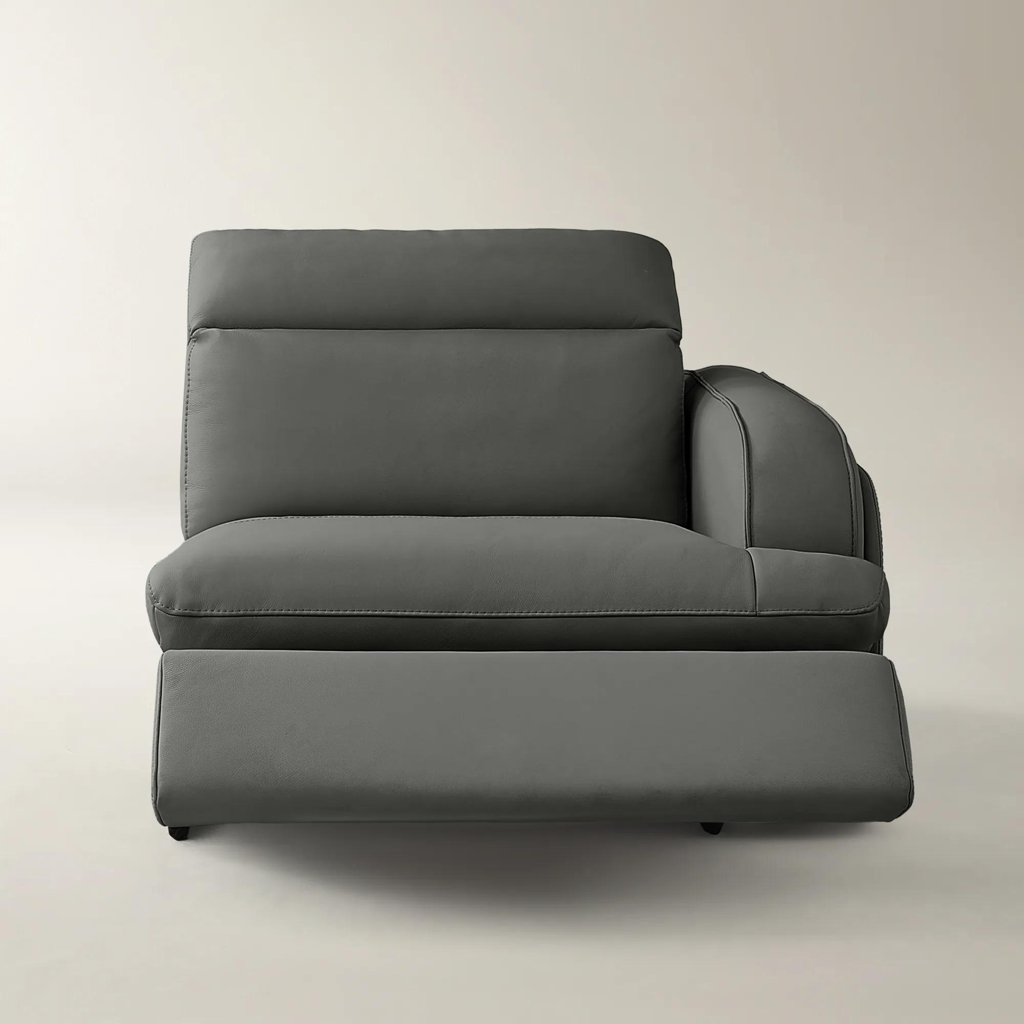 Terra Charcoal Leather Right-Arm Chair With Power Headrest