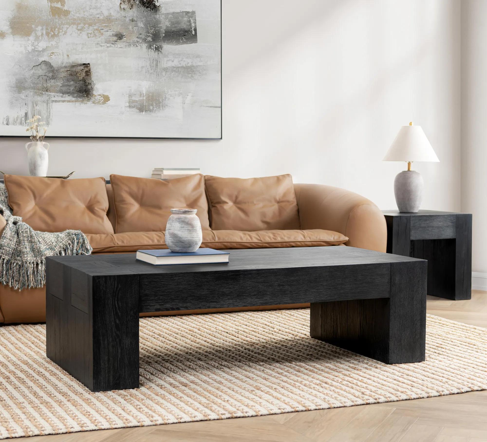 Bristol Reclaimed Oak 60" Coffee Table - Black