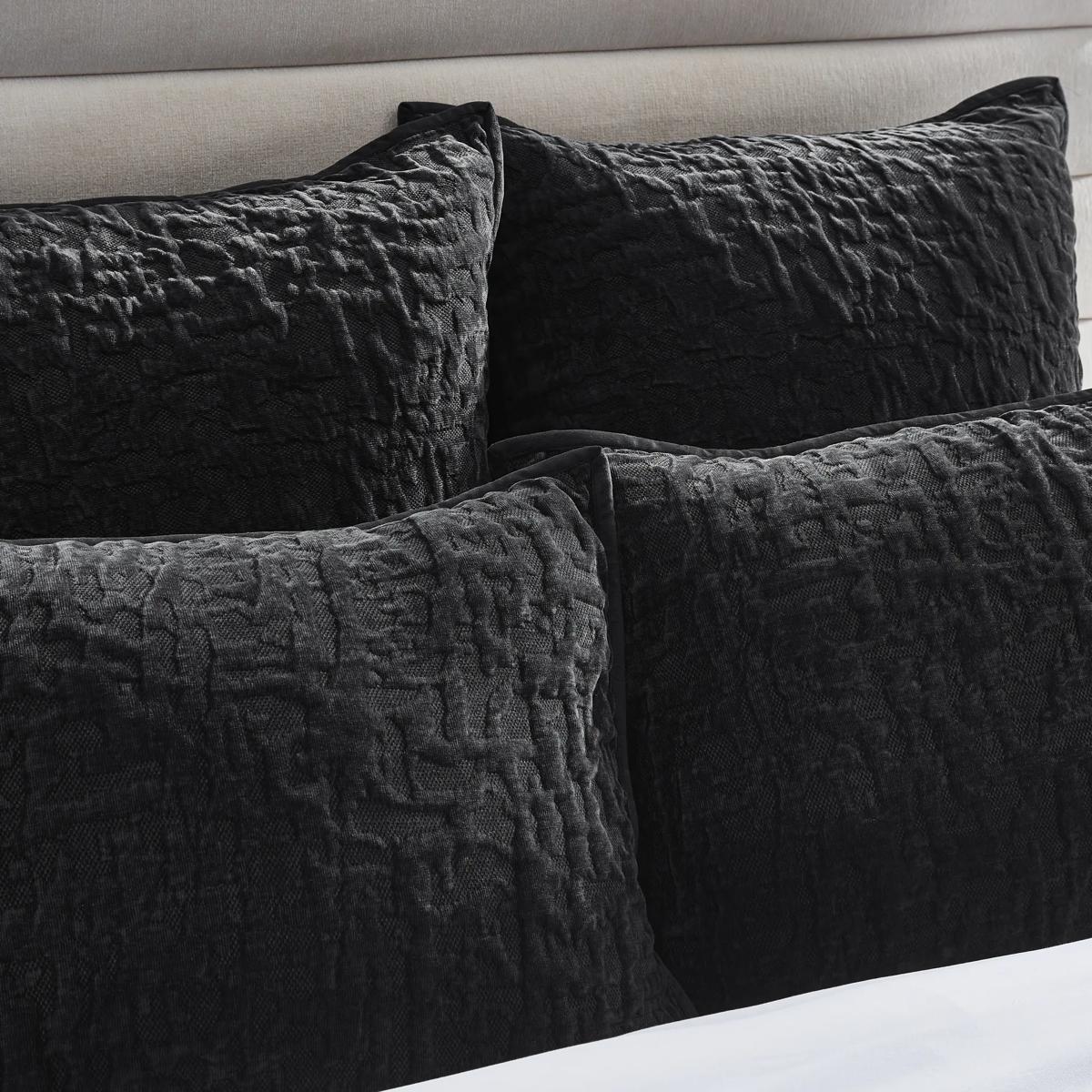 Madera Velvet Coverlet Set - Black