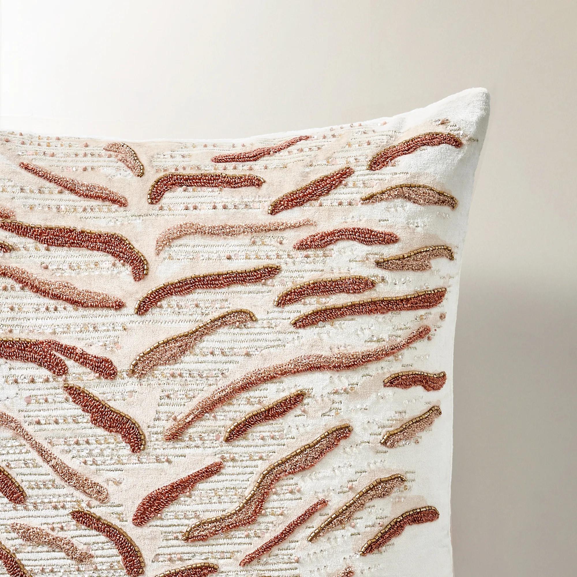 Roary Beaded Pillow 20" - Mocha Mousse