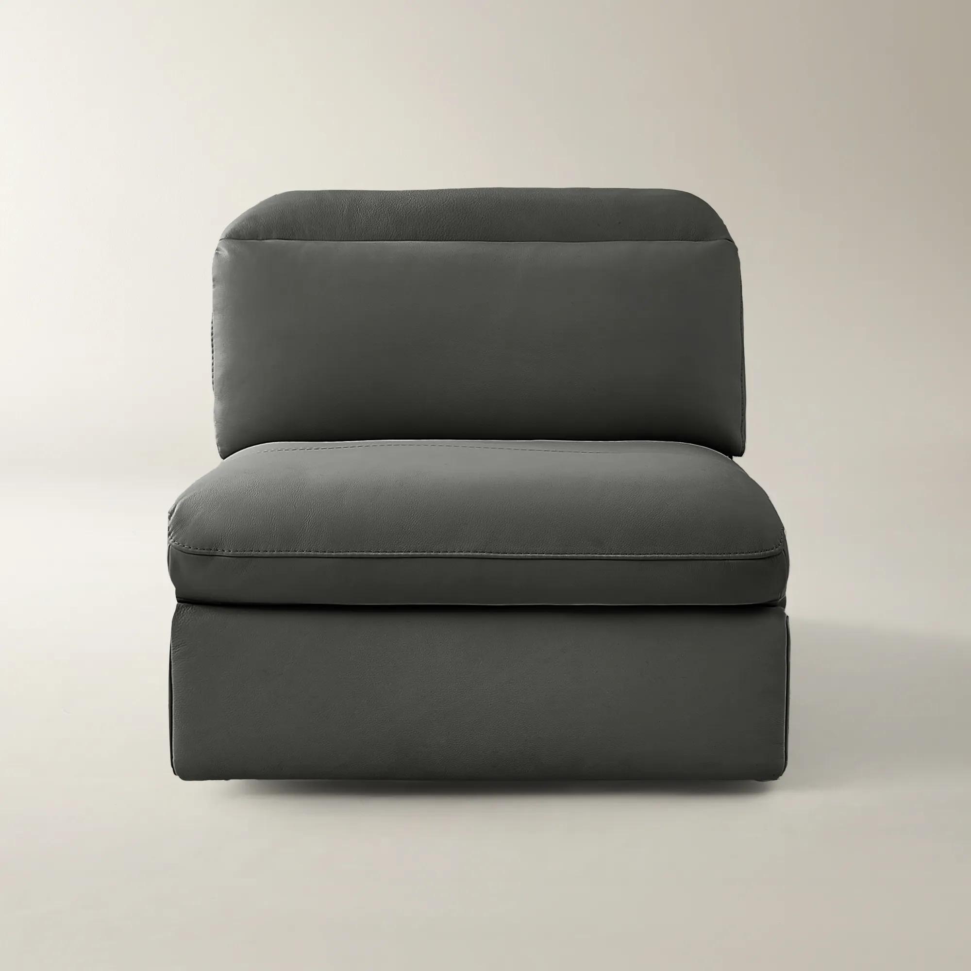 Terra Charcoal Leather Armless Chair With Rachet Headrest