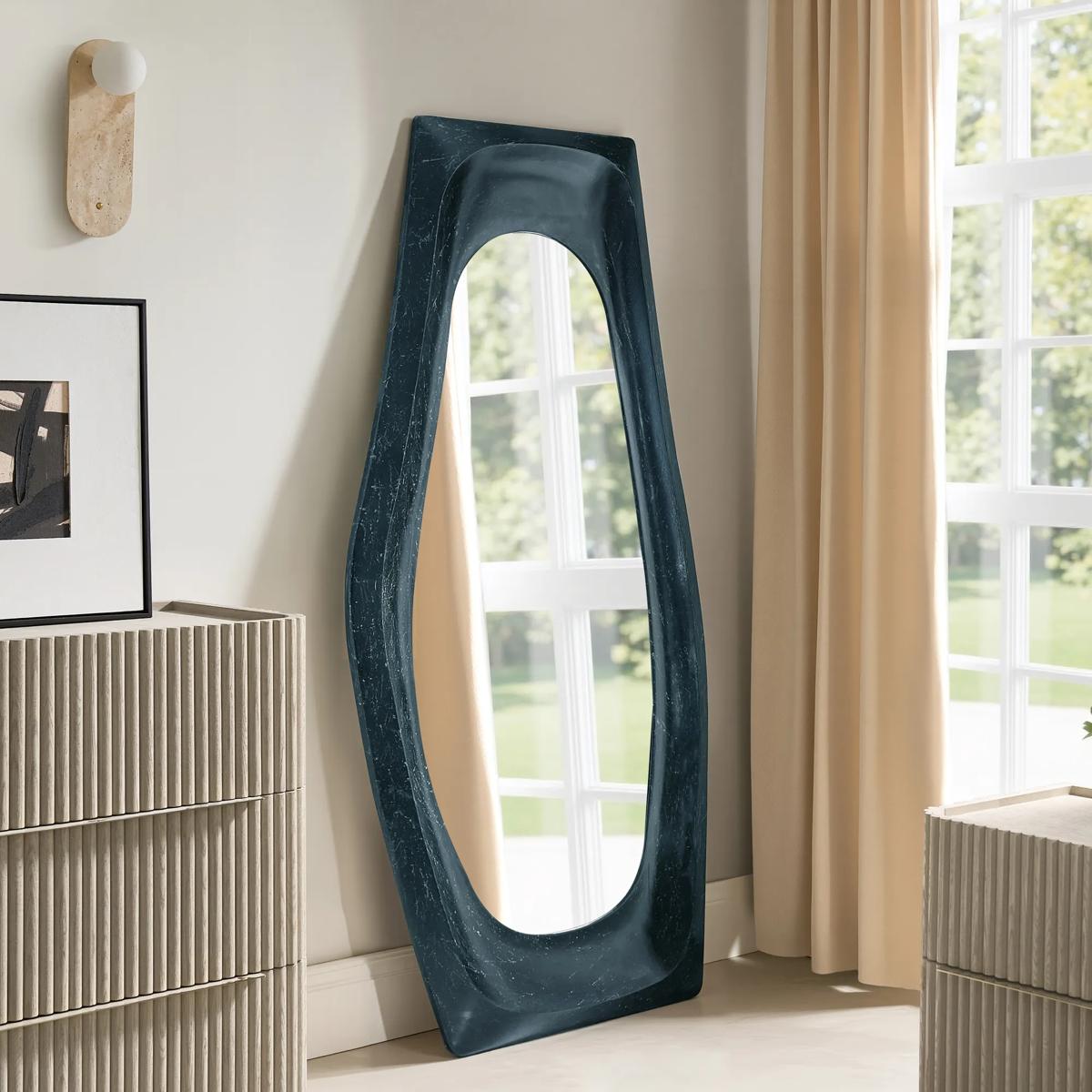 まあ ドッグモチーフオブジェ [OBJ-123] 26-Inch High Black Bears Wood and Metal Wall Mirror - Easy